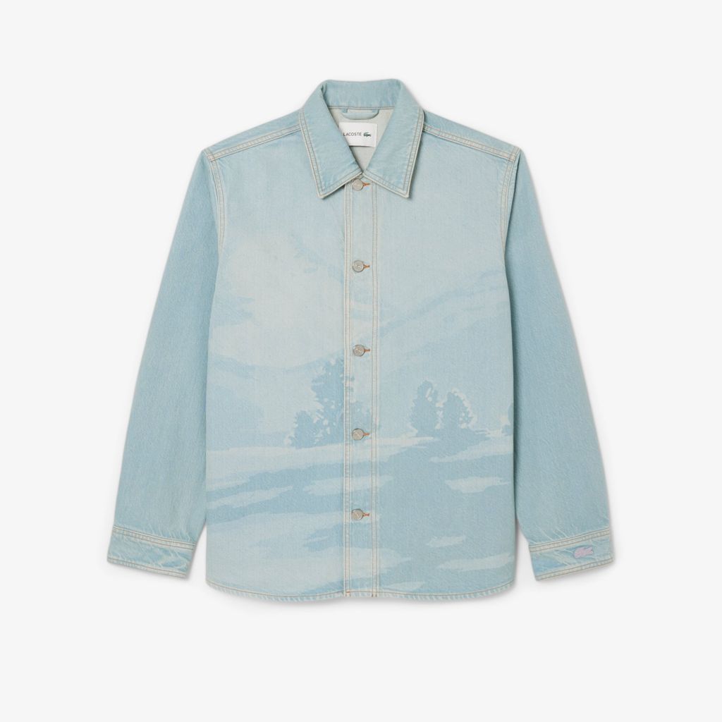 Áo Khoác Sơ Mi Denim Lacoste Nam Họa Tiết Landscape Crocodile