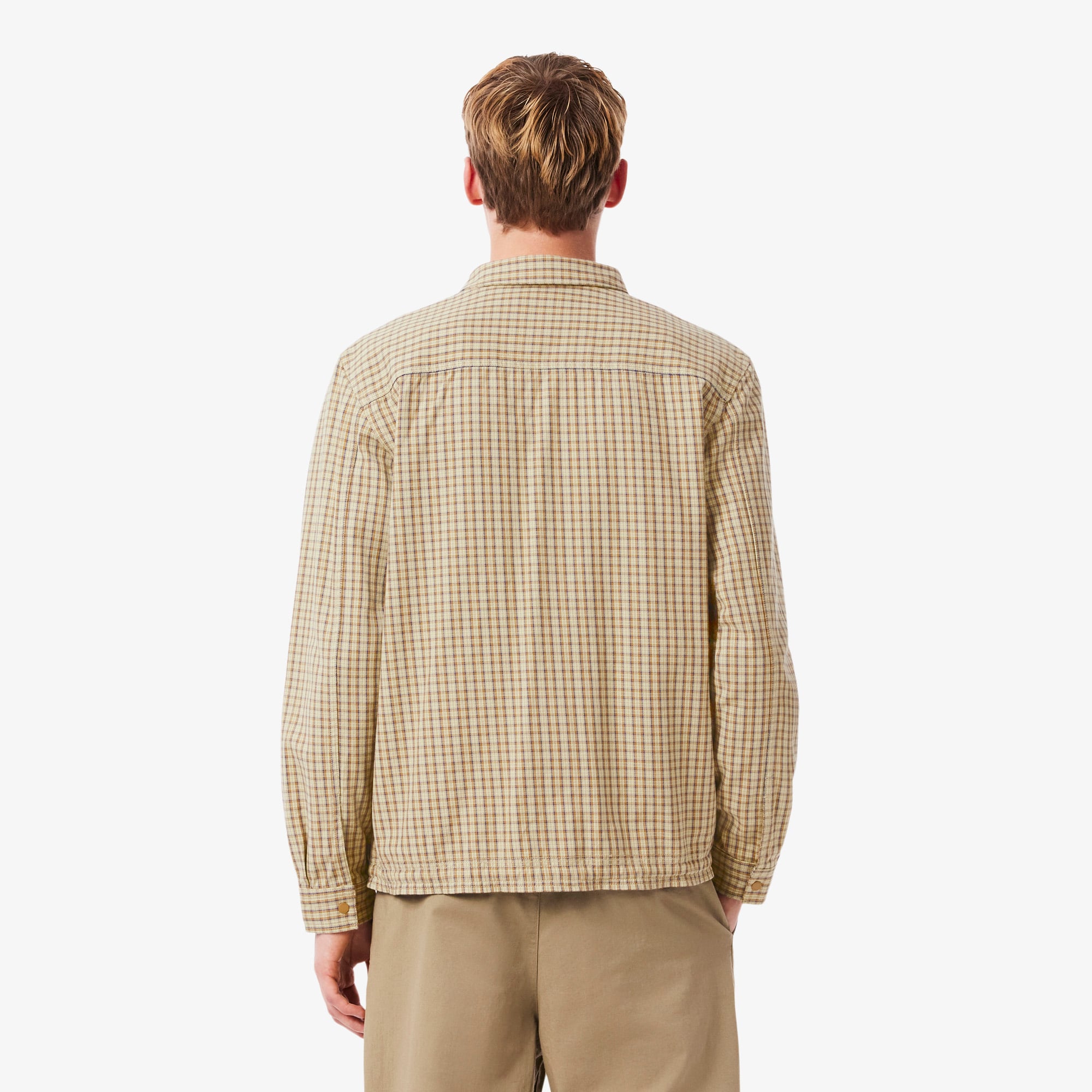 Áo Khoác Sơ Mi Lacoste Nam Oversize Kẻ Caro Chất Liệu Cotton Dày Dặn