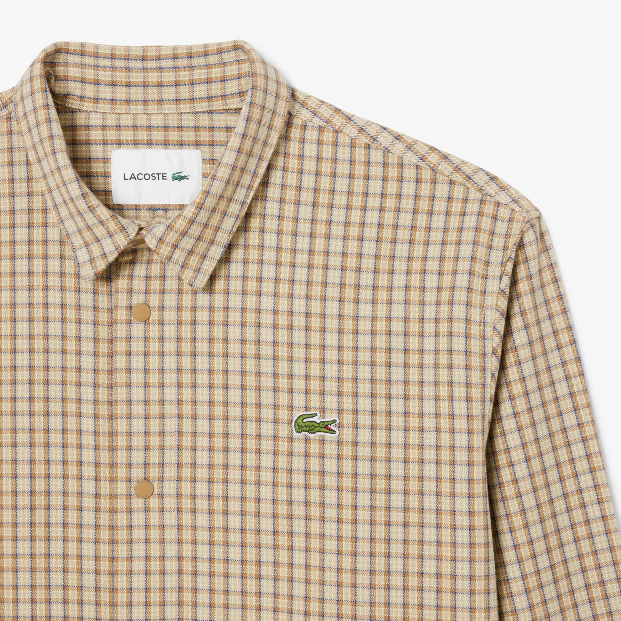 Áo Khoác Sơ Mi Lacoste Nam Oversize Kẻ Caro Chất Liệu Cotton Dày Dặn