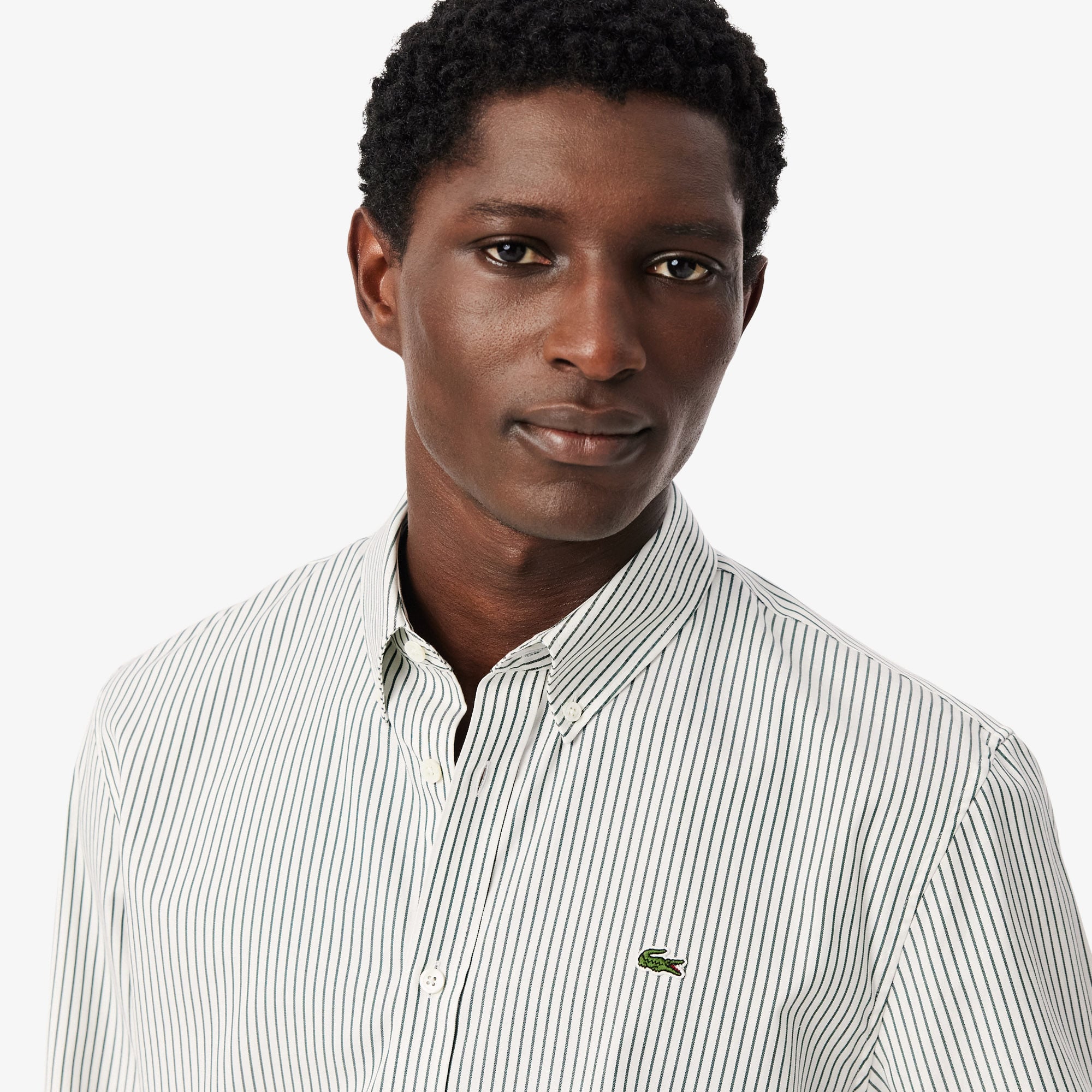 Áo Sơ Mi Lacoste Nam Dáng Suông Chất Liệu Cotton Pinpoint Kẻ Sọc