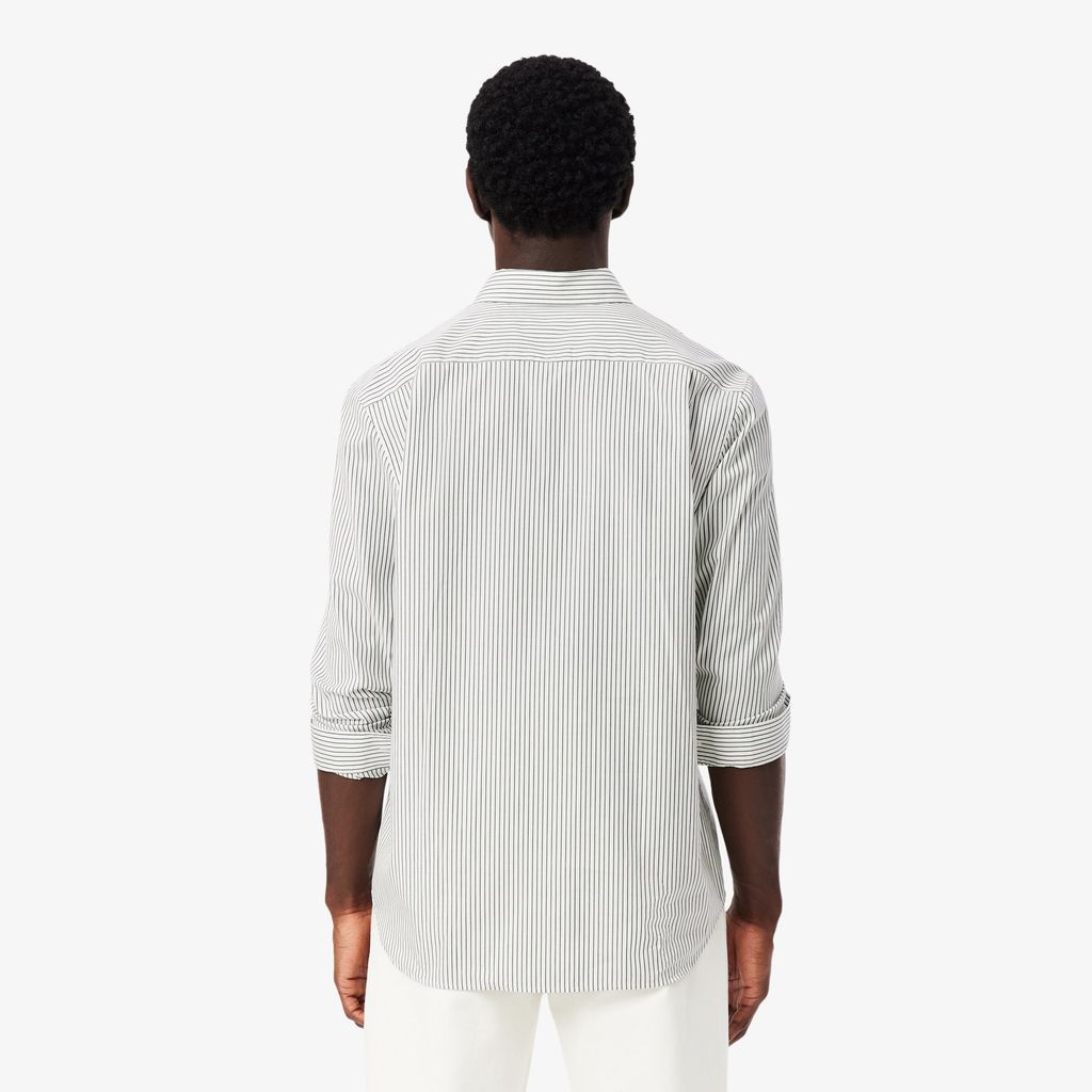 Áo Sơ Mi Lacoste Nam Dáng Suông Chất Liệu Cotton Pinpoint Kẻ Sọc