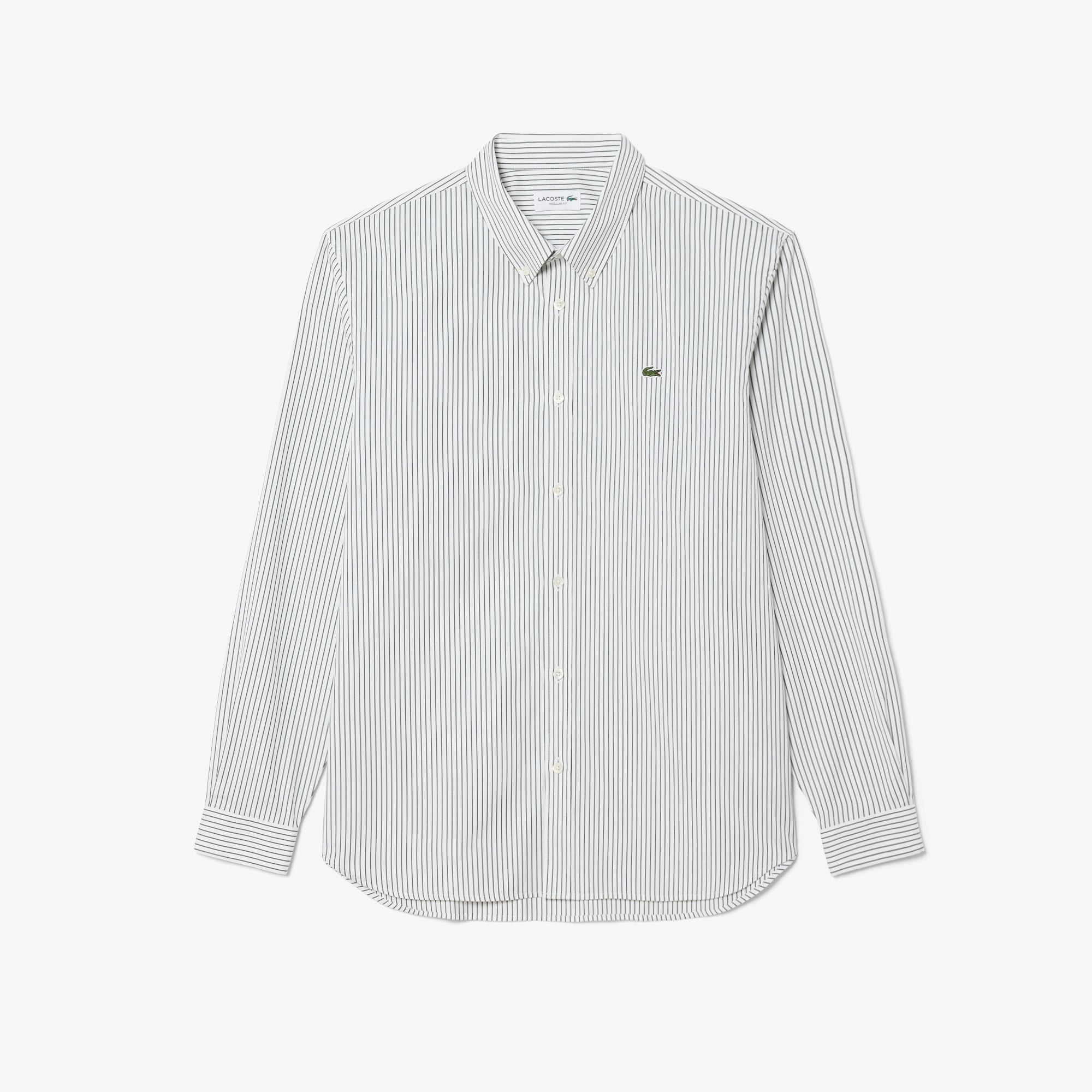 Áo Sơ Mi Lacoste Nam Dáng Suông Chất Liệu Cotton Pinpoint Kẻ Sọc