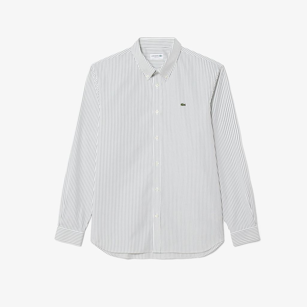 Áo Sơ Mi Lacoste Nam Dáng Suông Chất Liệu Cotton Pinpoint Kẻ Sọc