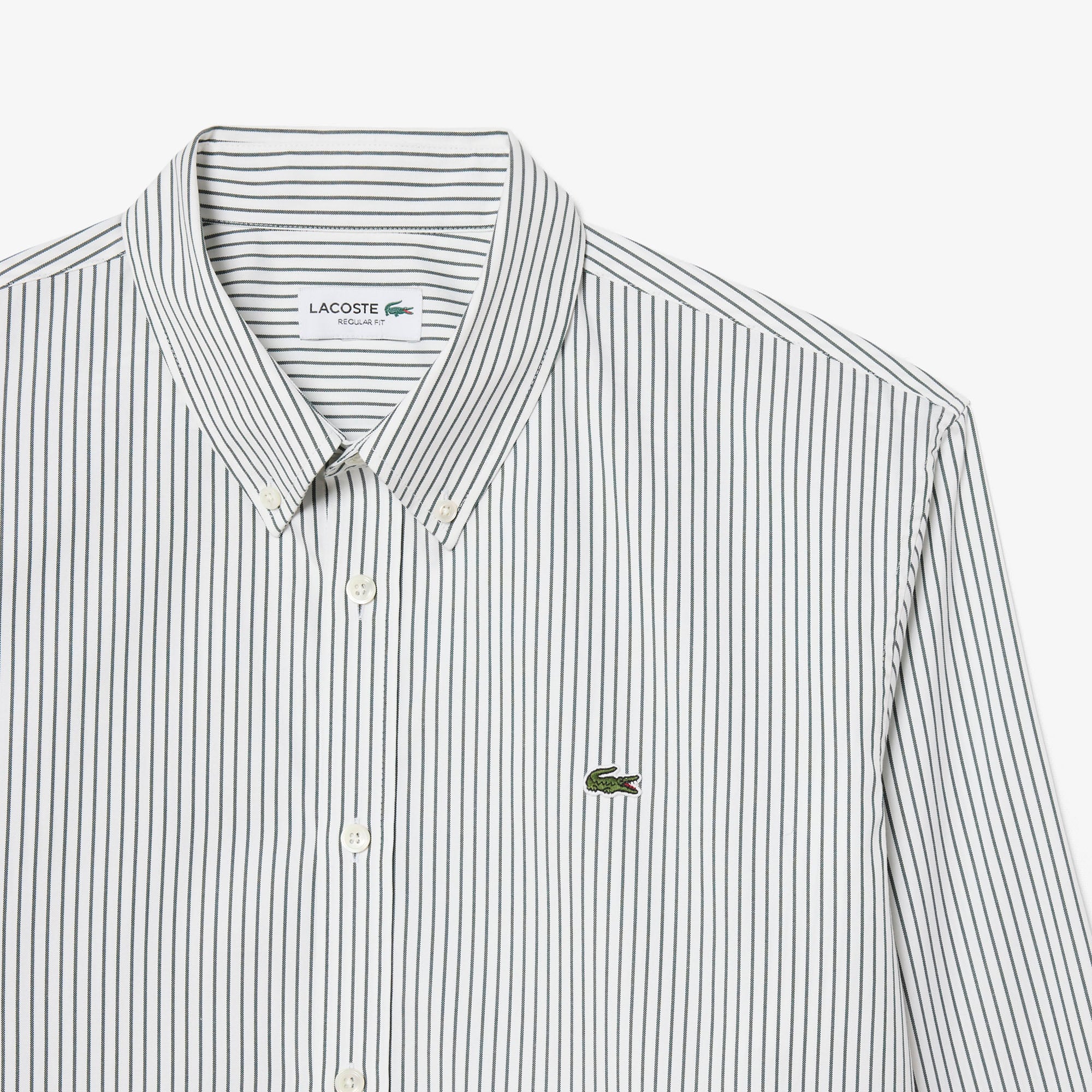 Áo Sơ Mi Lacoste Nam Dáng Suông Chất Liệu Cotton Pinpoint Kẻ Sọc