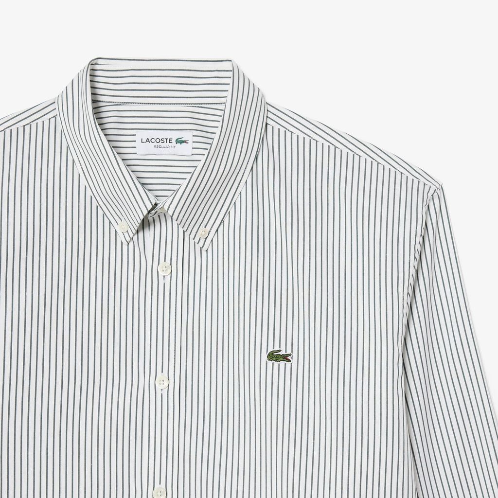 Áo Sơ Mi Lacoste Nam Dáng Suông Chất Liệu Cotton Pinpoint Kẻ Sọc