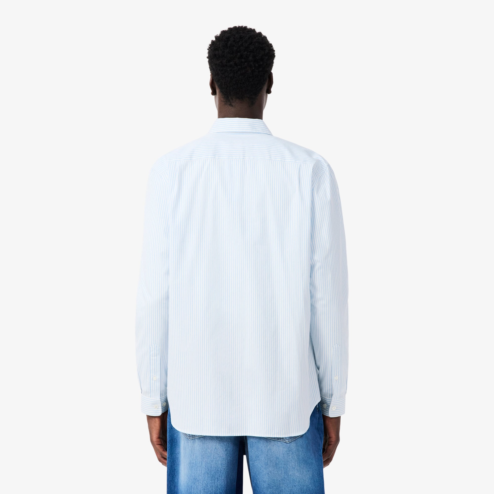 Áo Sơ Mi Lacoste Nam Dáng Suông Chất Liệu Cotton Pinpoint Kẻ Sọc