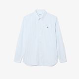Áo Sơ Mi Lacoste Nam Dáng Suông Chất Liệu Cotton Pinpoint Kẻ Sọc