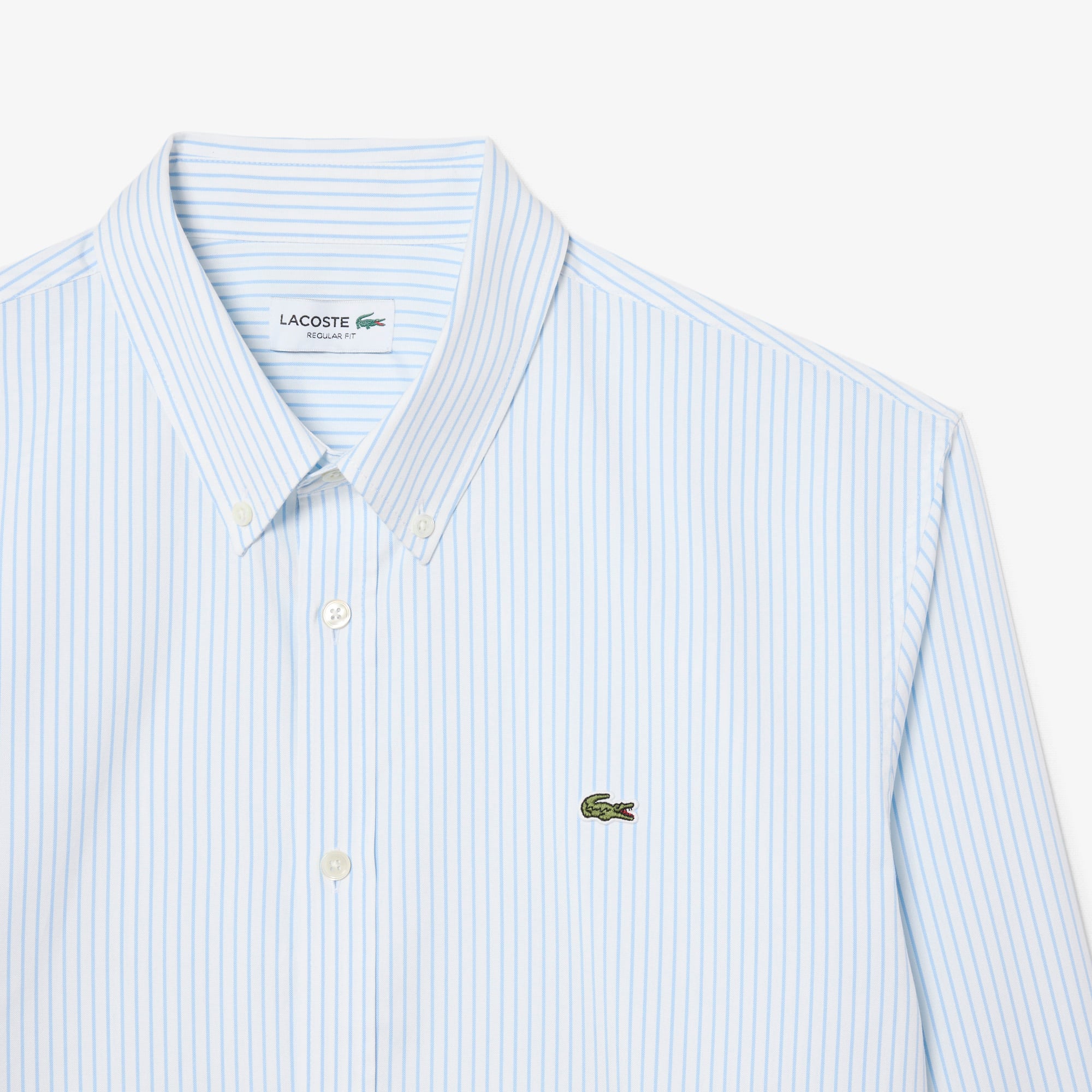Áo Sơ Mi Lacoste Nam Dáng Suông Chất Liệu Cotton Pinpoint Kẻ Sọc