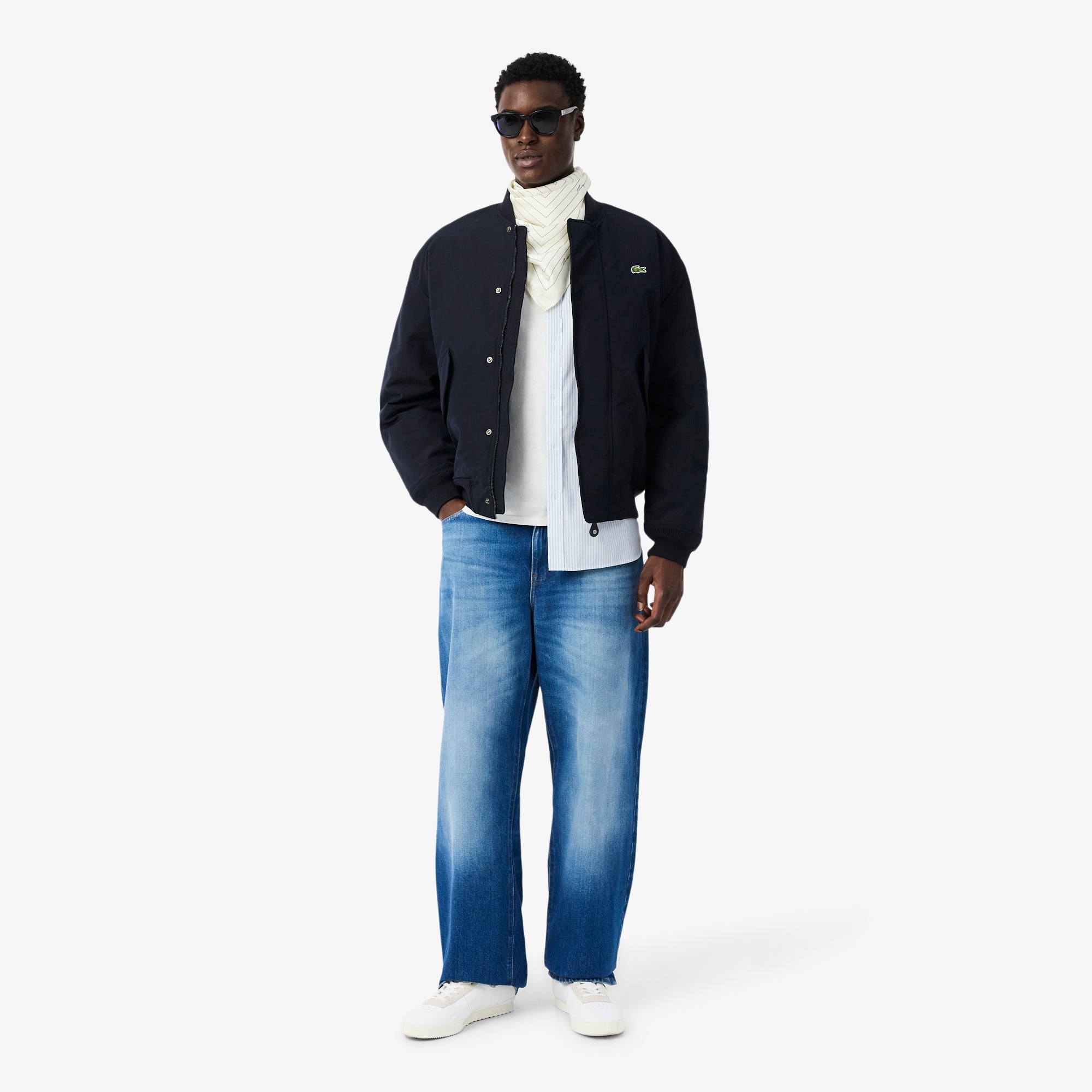 Áo Sơ Mi Lacoste Nam Dáng Suông Chất Liệu Cotton Pinpoint Kẻ Sọc