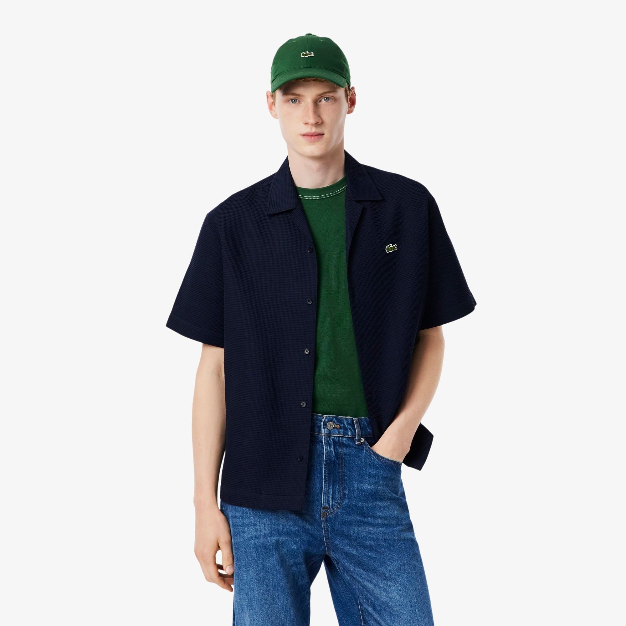 Áo Sơ Mi Lacoste Nam Dáng Rộng Họa Tiết Waffle