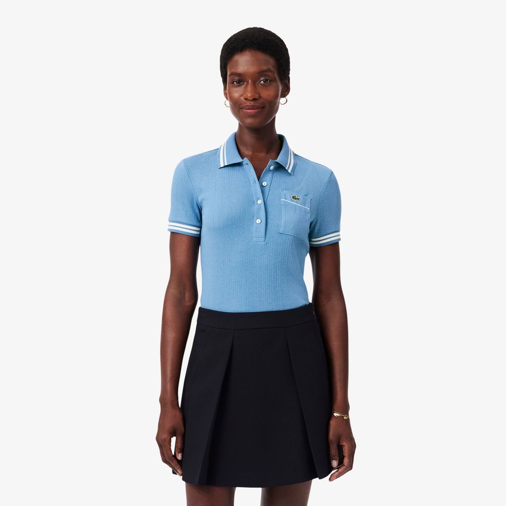 Áo Polo Lacoste Nữ Ôm Dáng Bo Gân Sản Xuất Tại Pháp