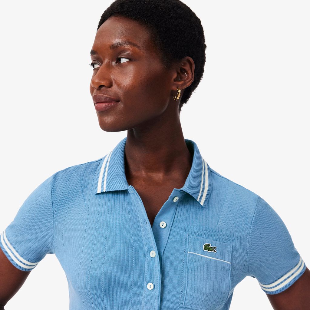 Áo Polo Lacoste Nữ Ôm Dáng Bo Gân Sản Xuất Tại Pháp