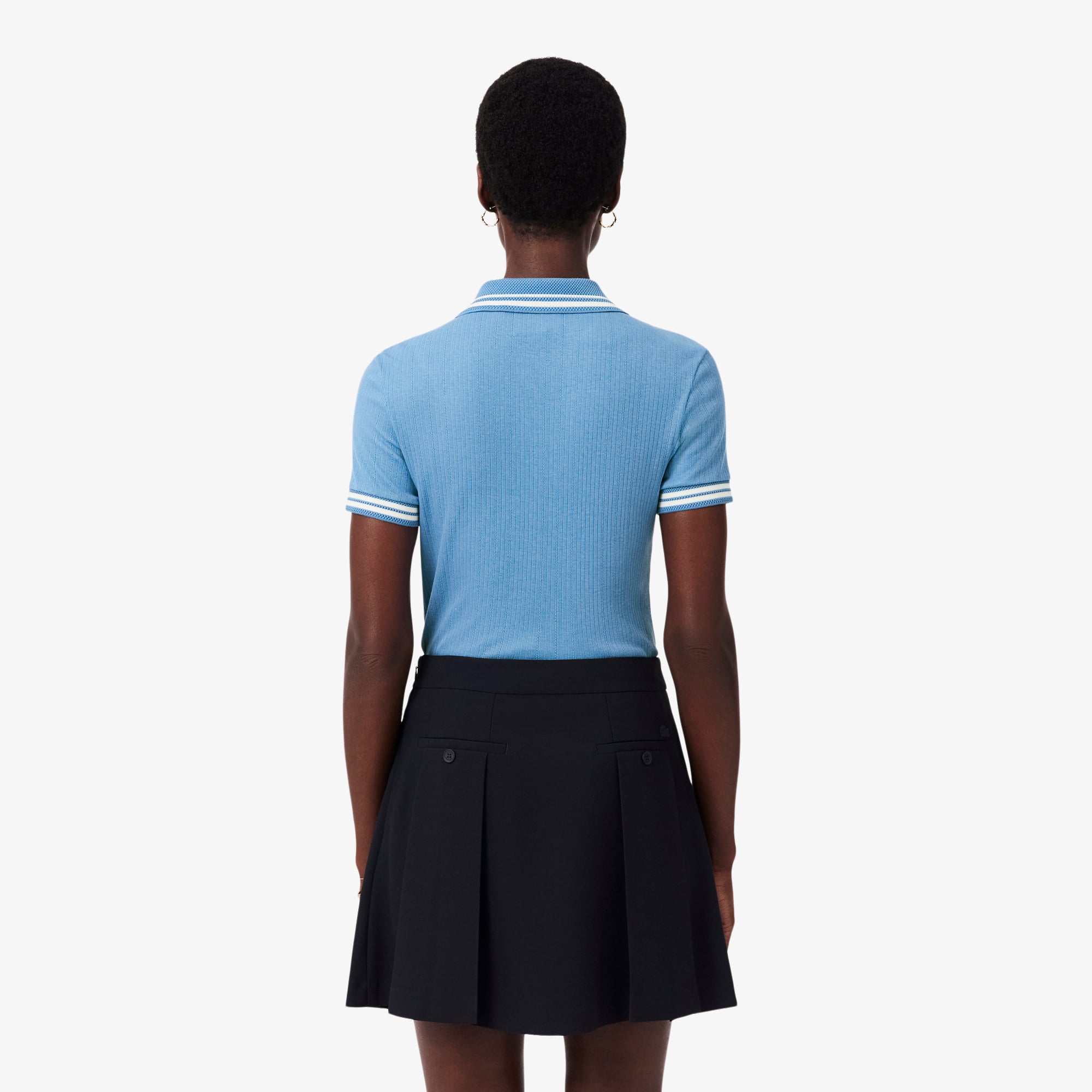 Áo Polo Lacoste Nữ Ôm Dáng Bo Gân Sản Xuất Tại Pháp