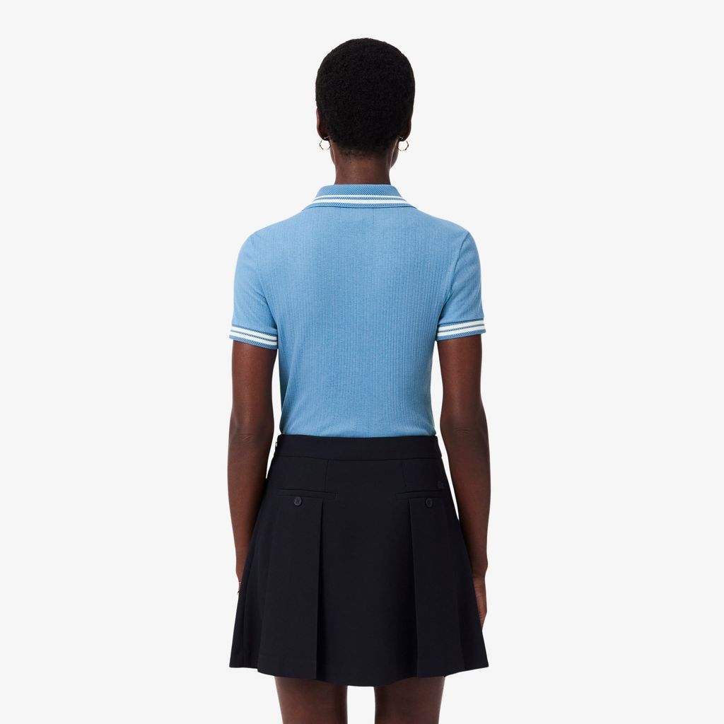 Áo Polo Lacoste Nữ Ôm Dáng Bo Gân Sản Xuất Tại Pháp