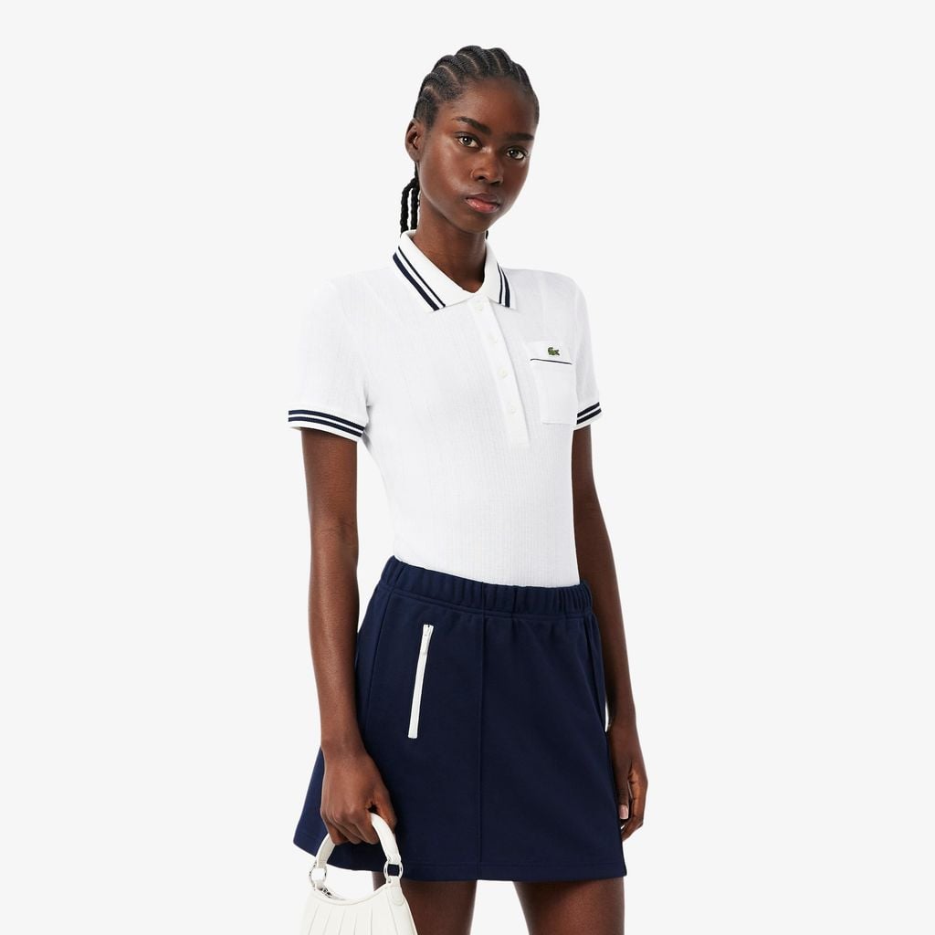 Áo Polo Lacoste Nữ Ôm Dáng Bo Gân Sản Xuất Tại Pháp