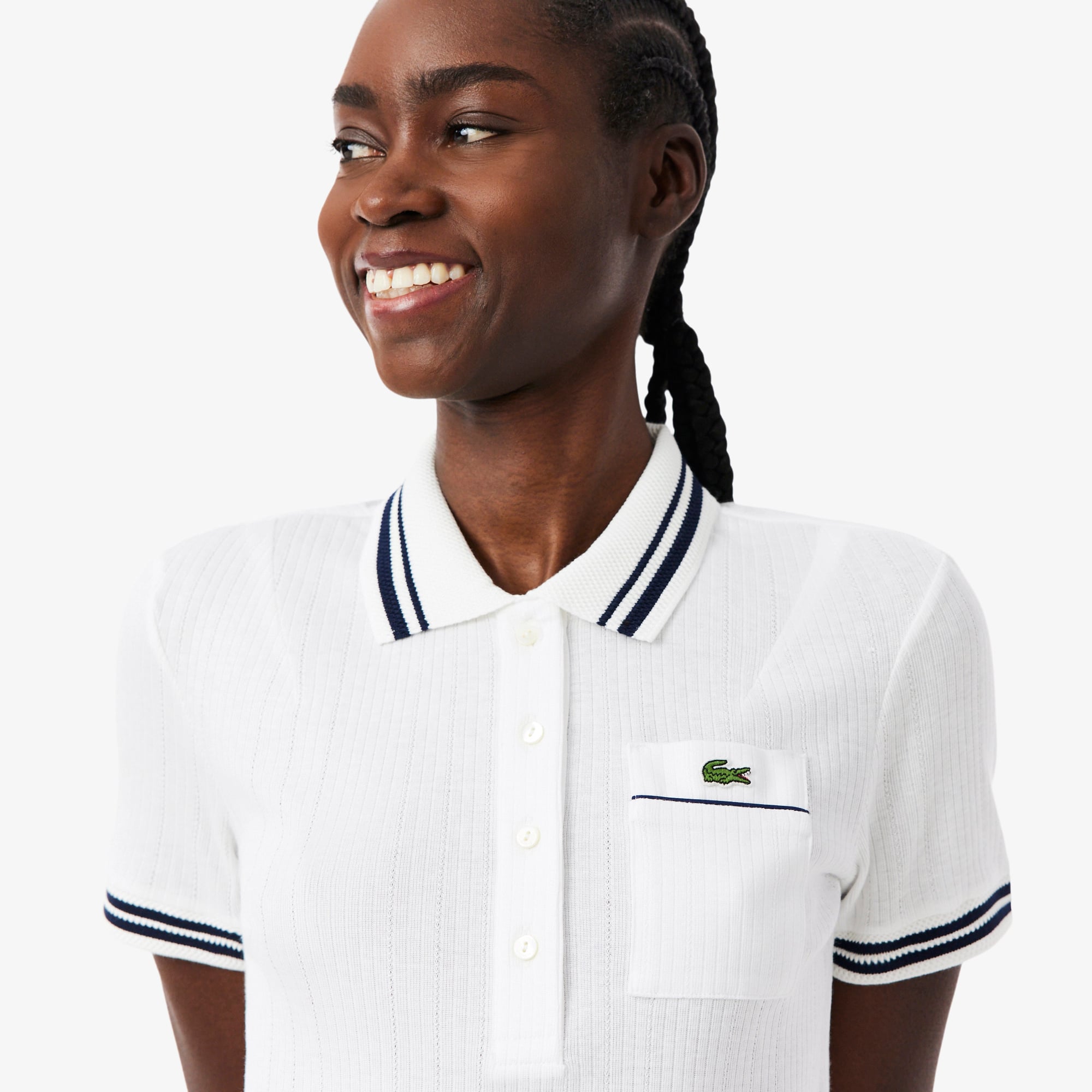 Áo Polo Lacoste Nữ Ôm Dáng Bo Gân Sản Xuất Tại Pháp
