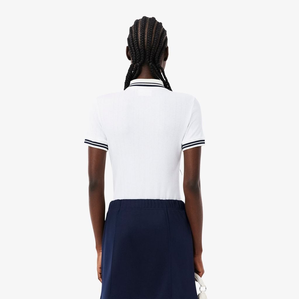 Áo Polo Lacoste Nữ Ôm Dáng Bo Gân Sản Xuất Tại Pháp