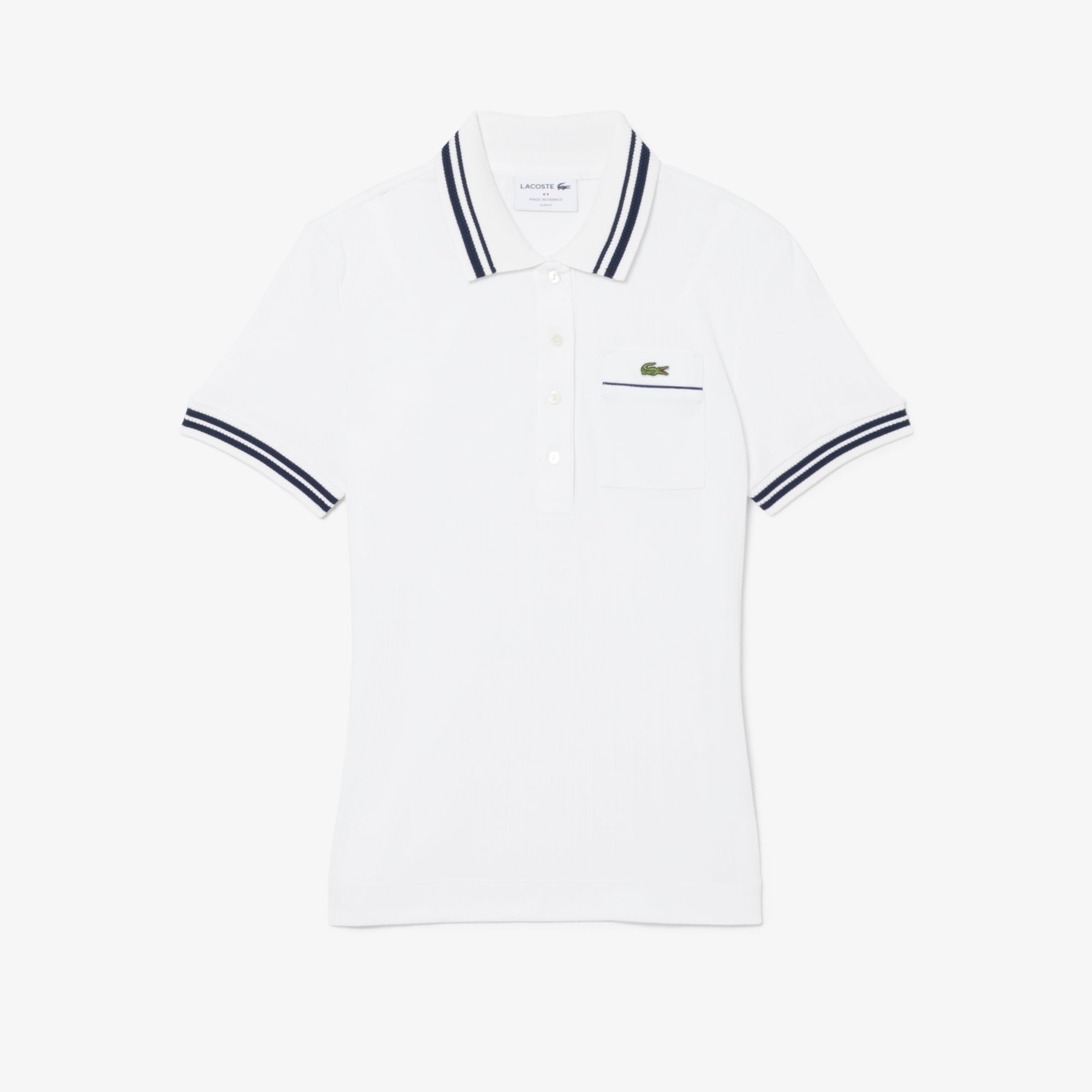 Áo Polo Lacoste Nữ Ôm Dáng Bo Gân Sản Xuất Tại Pháp