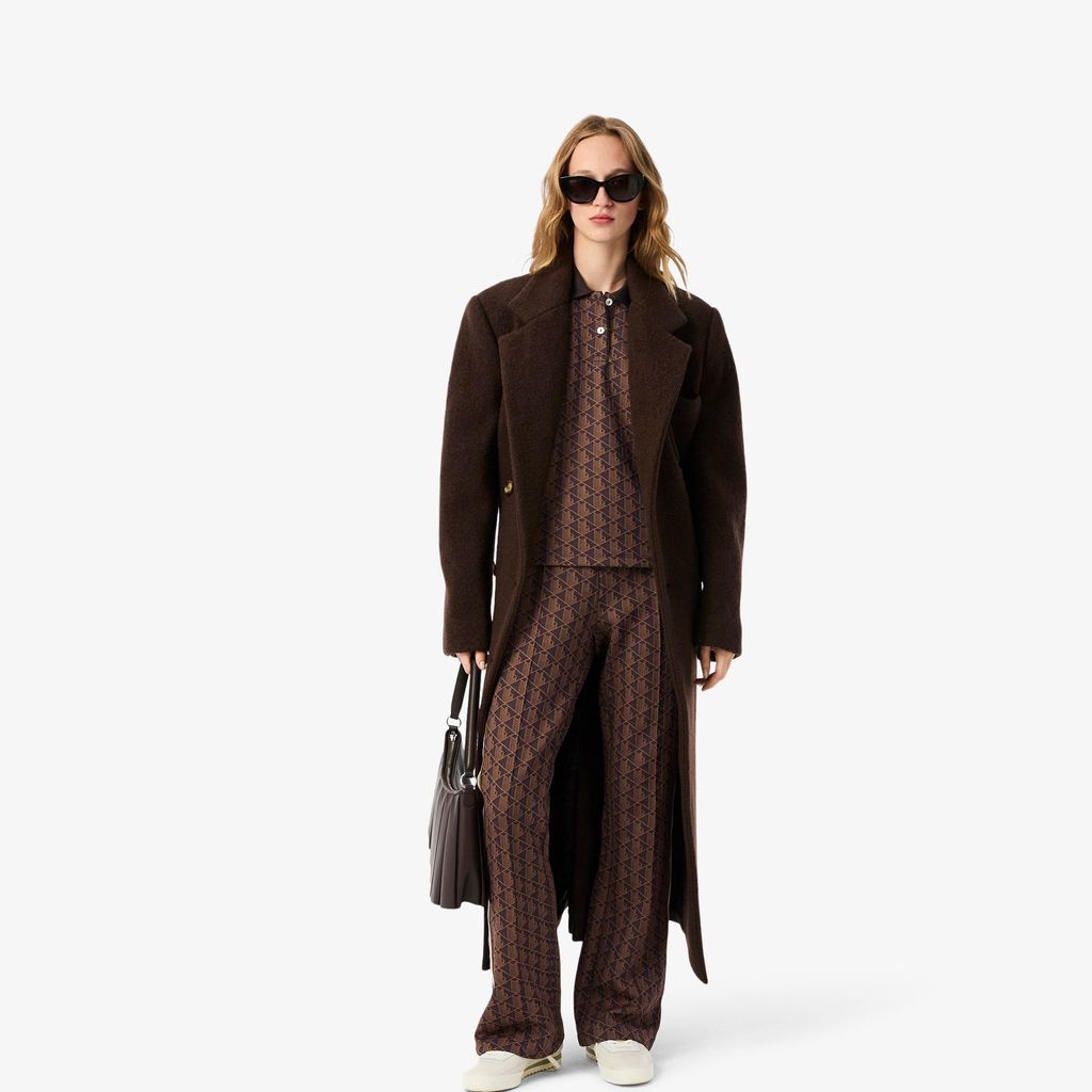 Áo Polo Lacoste Nữ Ôm Dáng Họa Tiết Monogram Chất Vải Jacquard