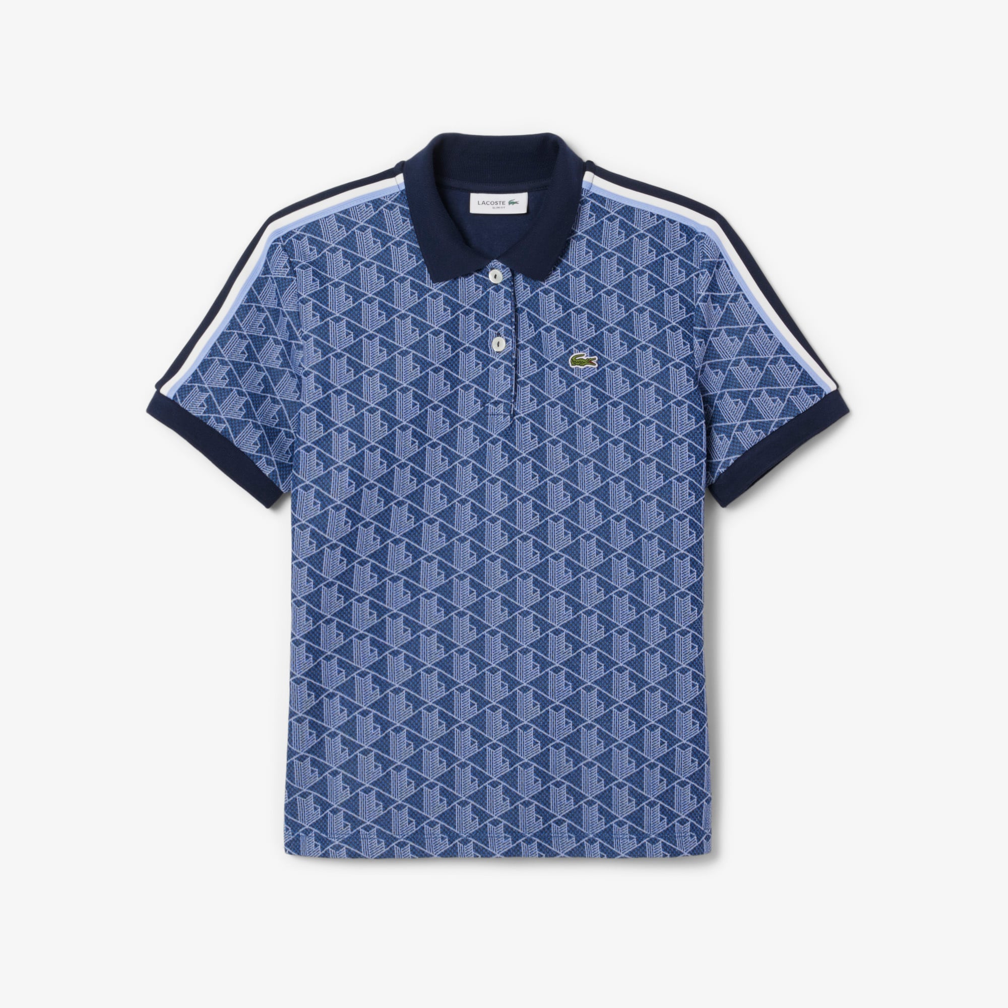 Áo Polo Lacoste Nữ Ôm Dáng Họa Tiết Monogram Chất Vải Jacquard