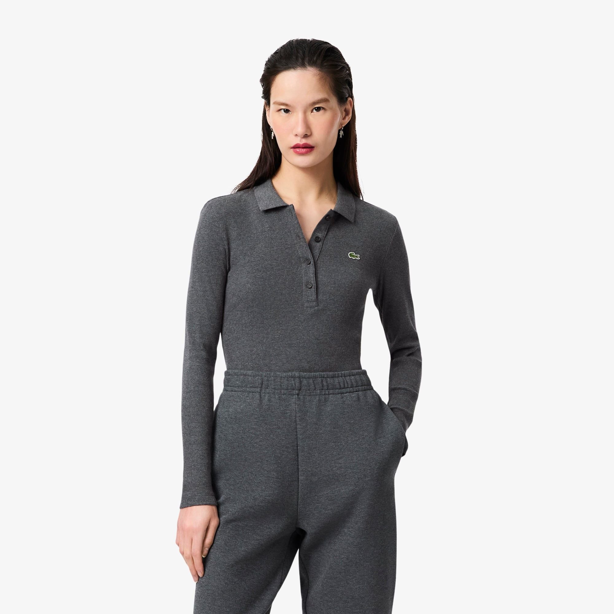 Áo Polo Lacoste Nữ L.12.D Ôm Dáng Chất Liệu Cotton Gân