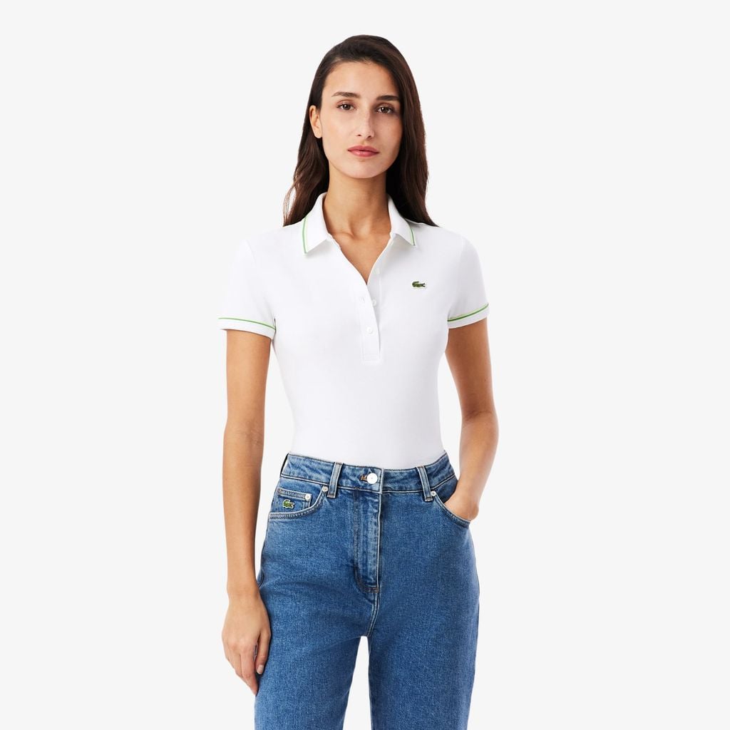 Áo Polo Lacoste Nữ L.12.D Ôm Dáng Có Viền