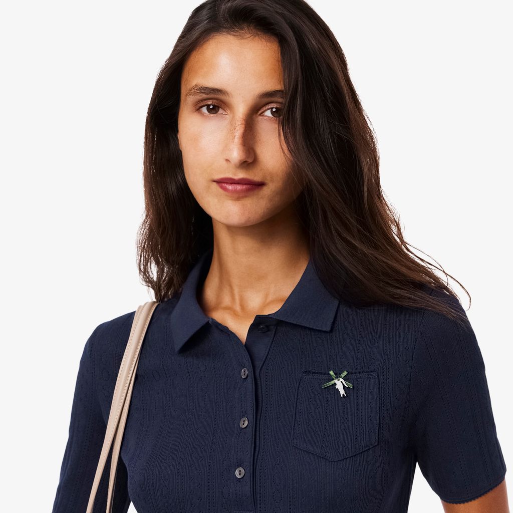 Áo Polo Lacoste Nữ L.12.D Ôm Dáng Pointelle Branded