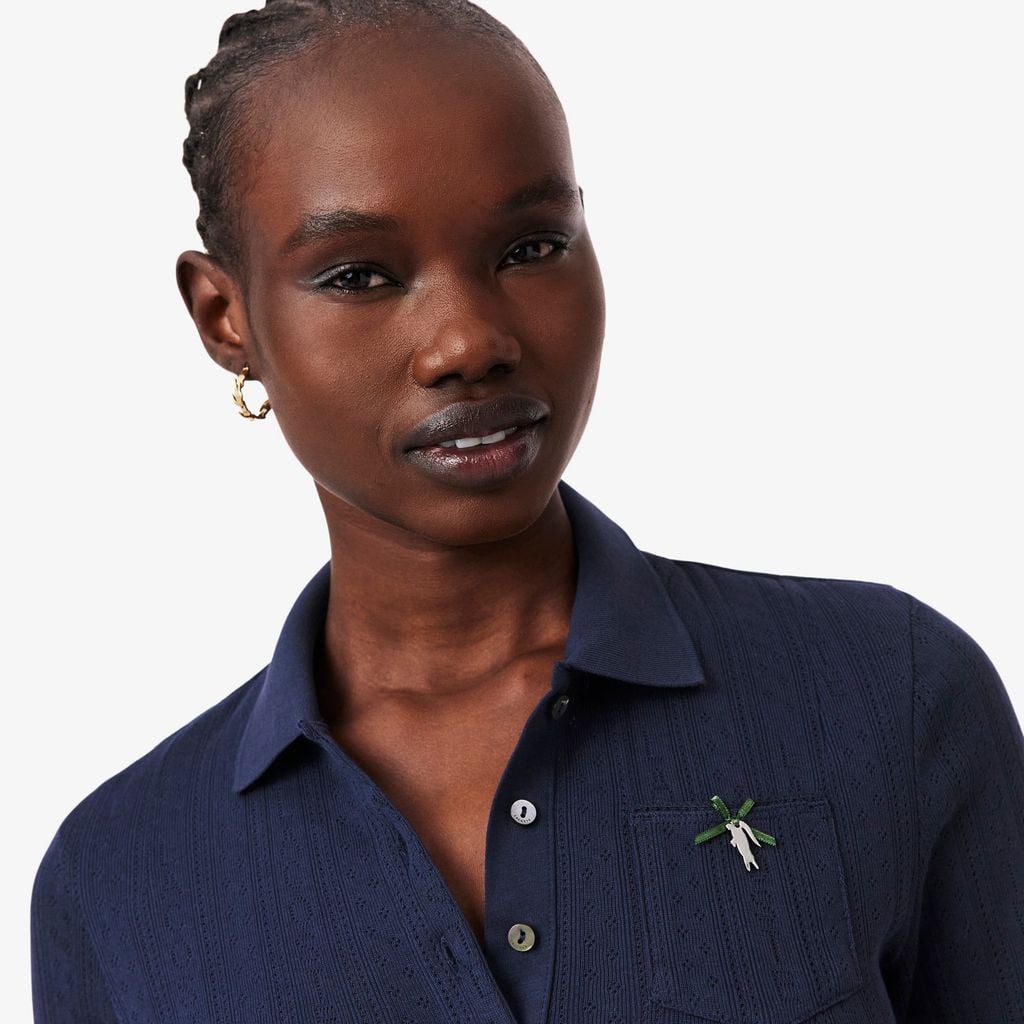 Áo Polo Lacoste Nữ L.12.D Ôm Dáng Pointelle Branded