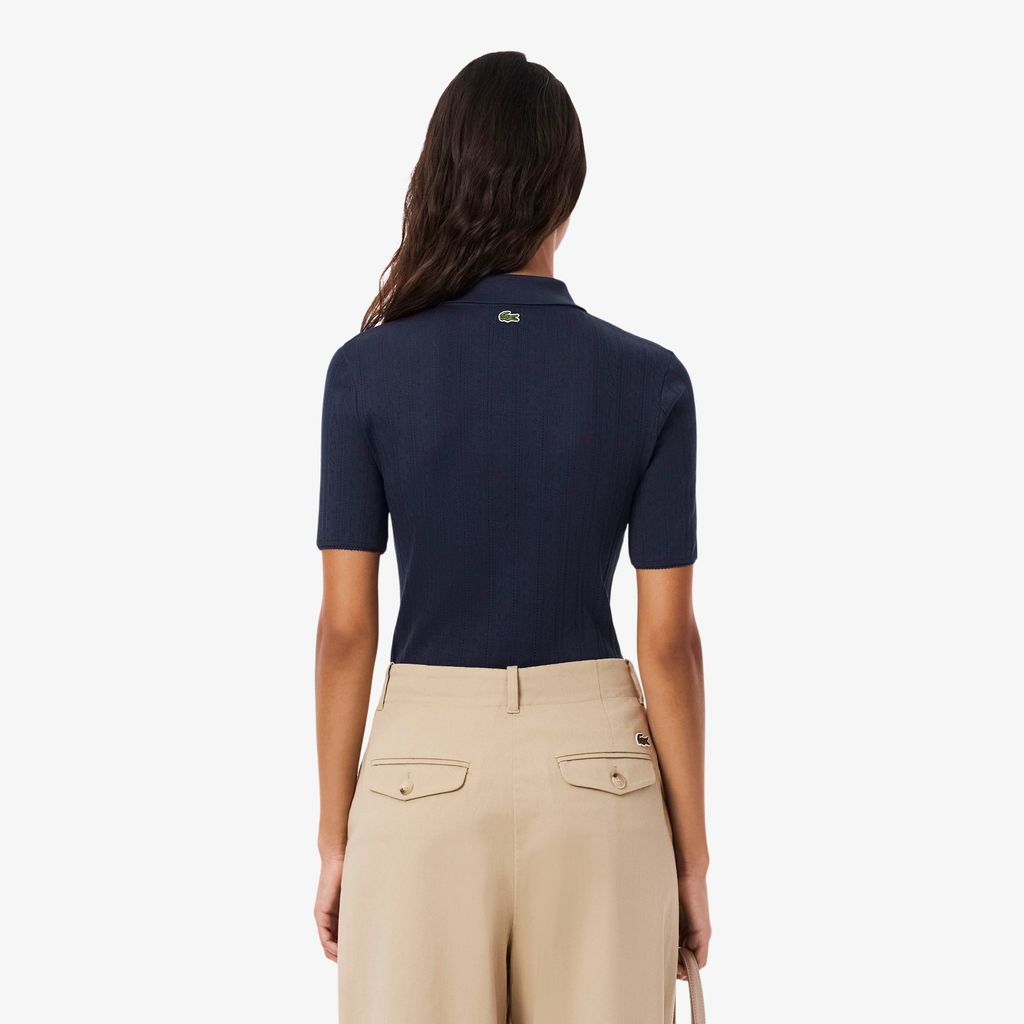 Áo Polo Lacoste Nữ L.12.D Ôm Dáng Pointelle Branded