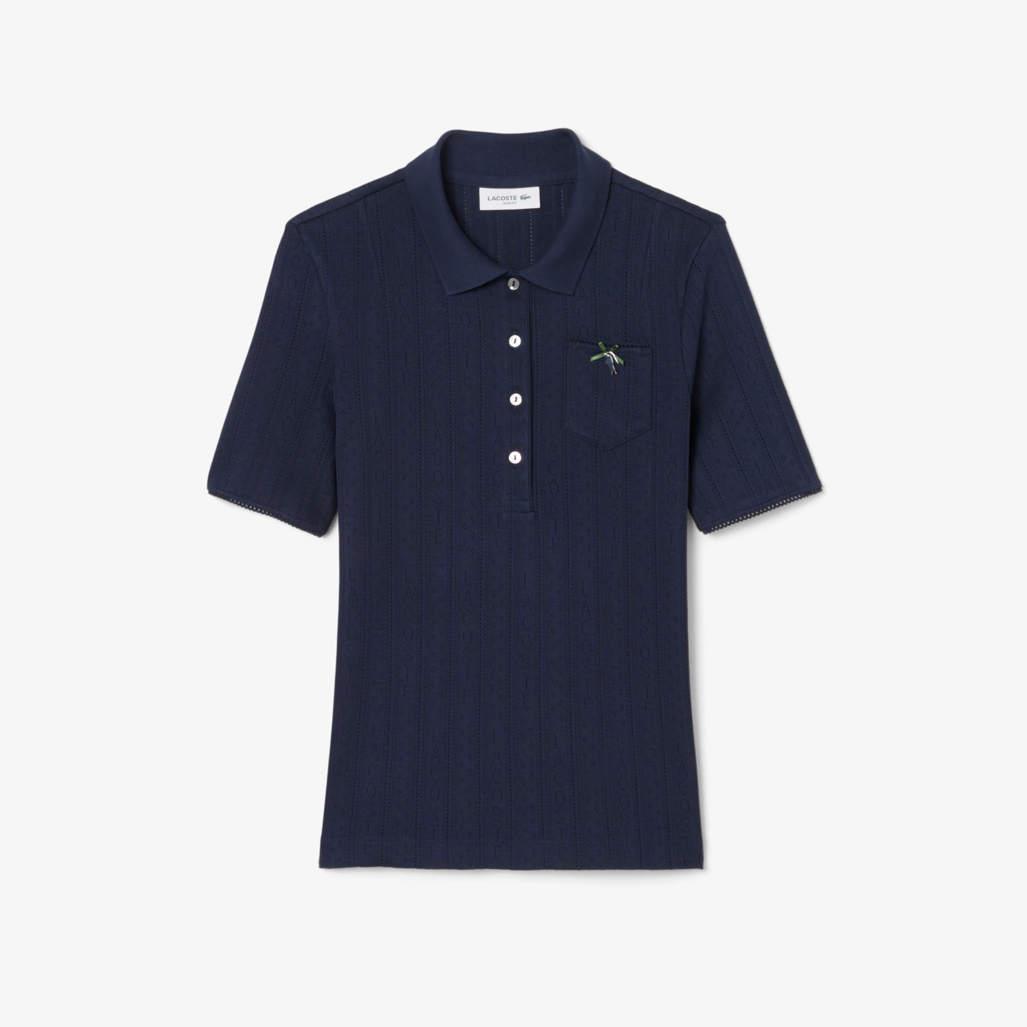 Áo Polo Lacoste Nữ L.12.D Ôm Dáng Pointelle Branded