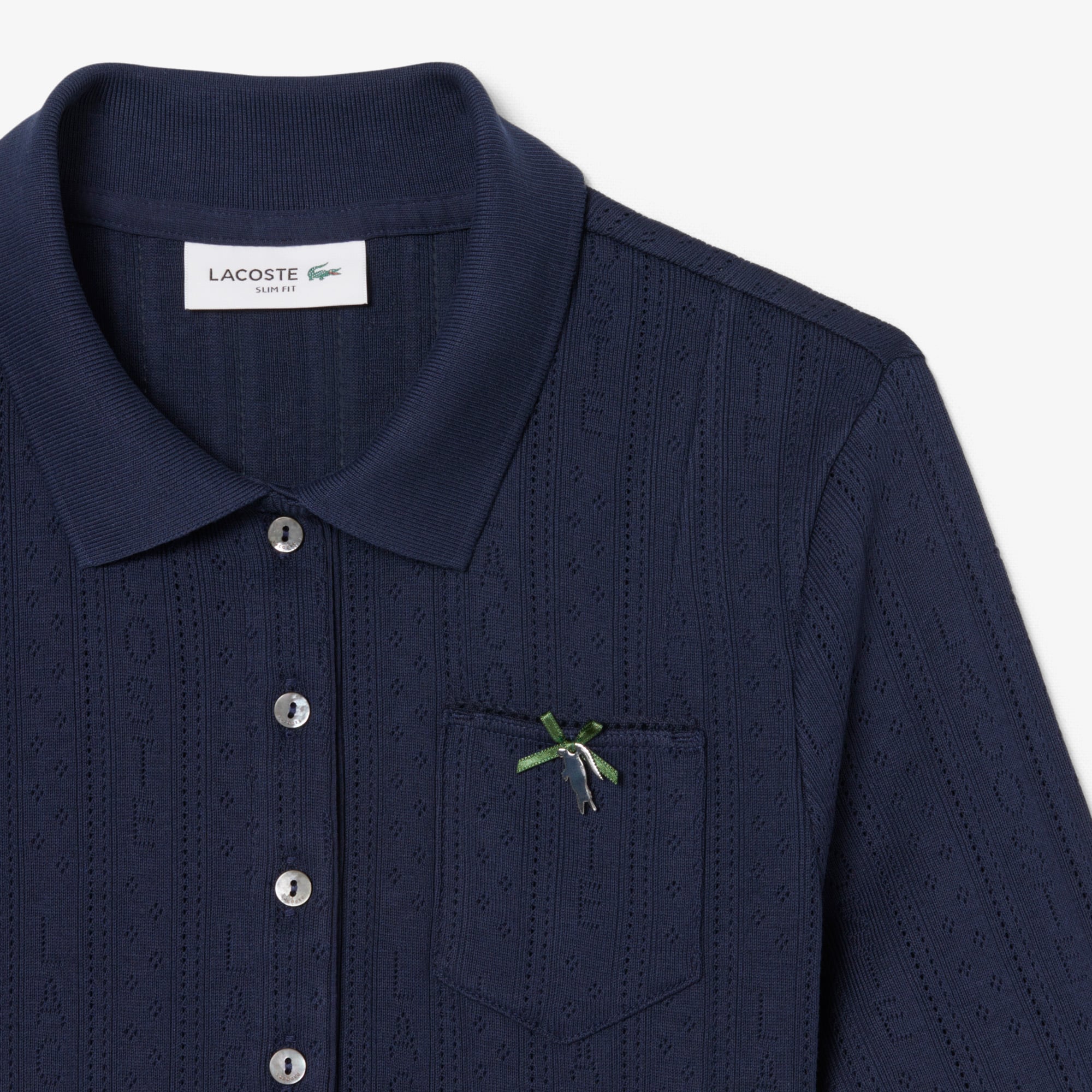 Áo Polo Lacoste Nữ L.12.D Ôm Dáng Pointelle Branded