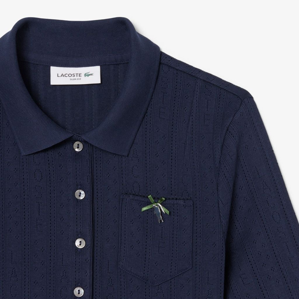 Áo Polo Lacoste Nữ L.12.D Ôm Dáng Pointelle Branded
