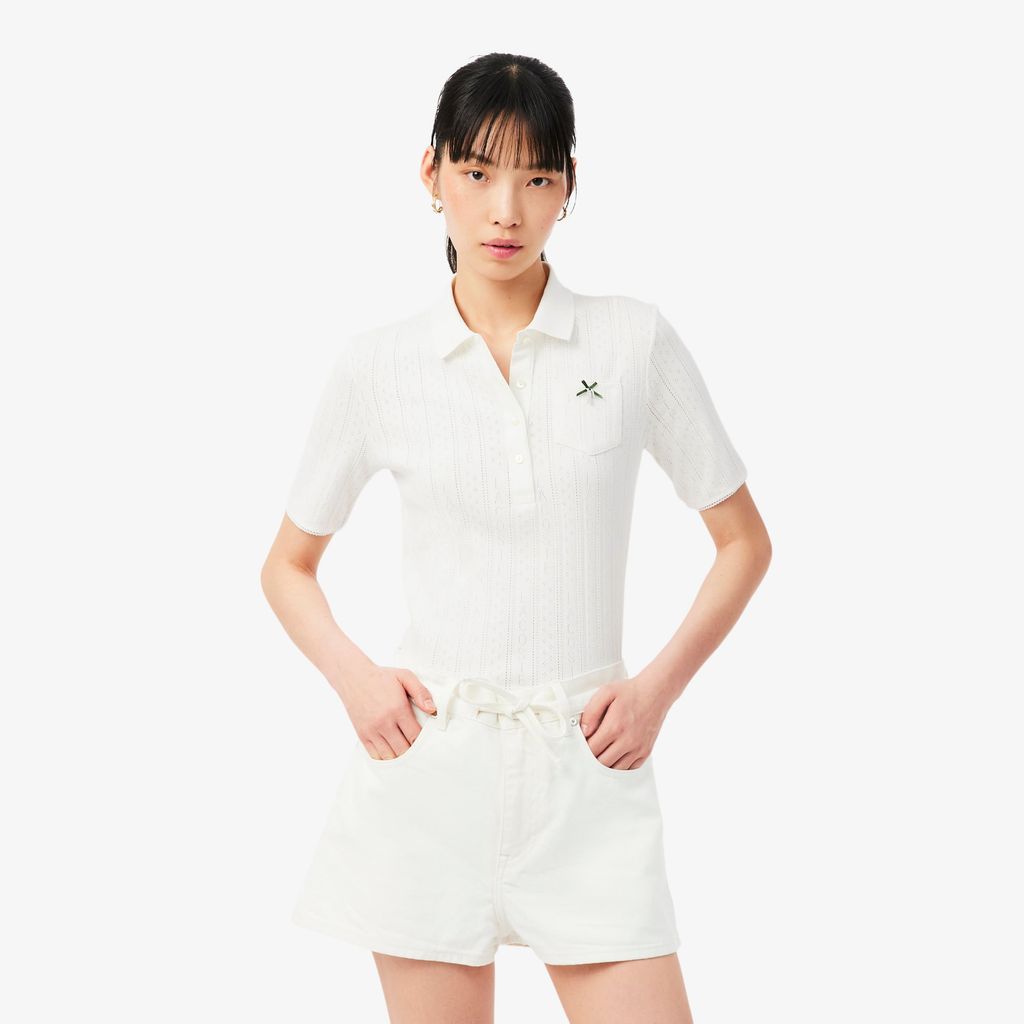 Áo Polo Lacoste Nữ L.12.D Ôm Dáng Pointelle Branded