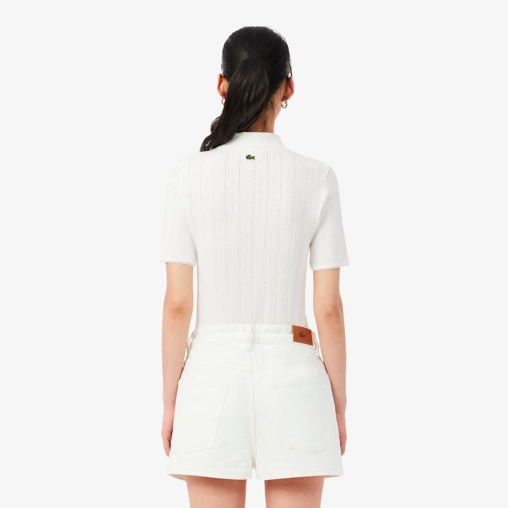 Áo Polo Lacoste Nữ L.12.D Ôm Dáng Pointelle Branded