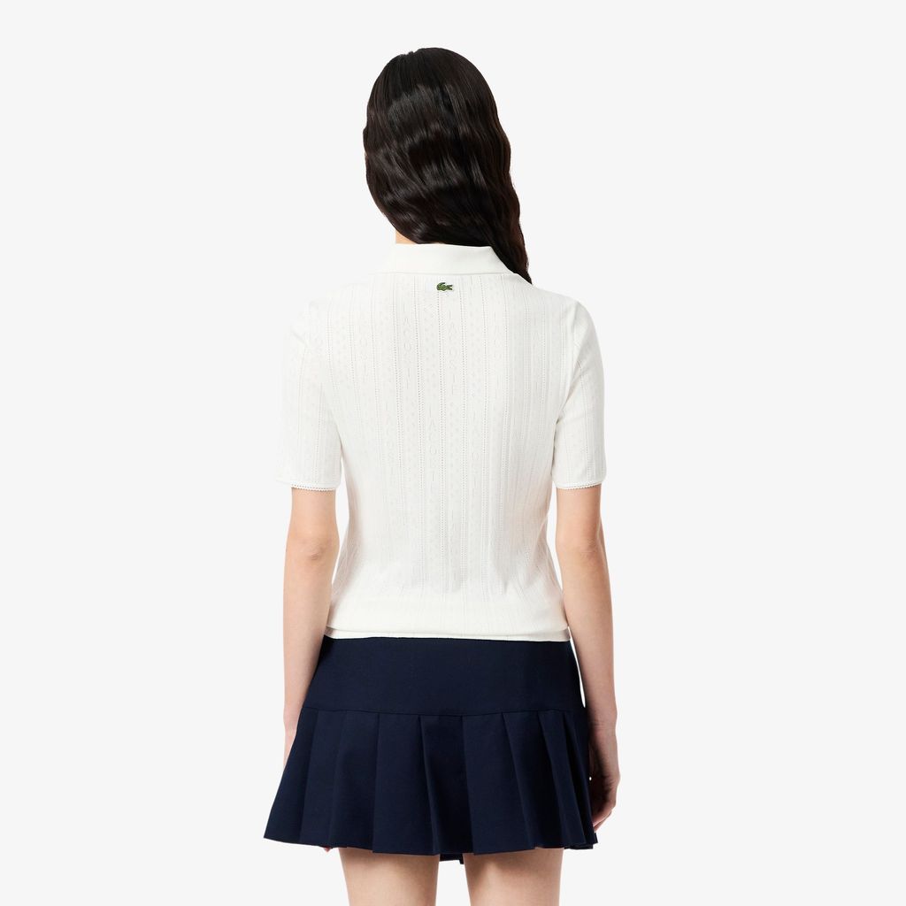 Áo Polo Lacoste Nữ L.12.D Ôm Dáng Pointelle Branded
