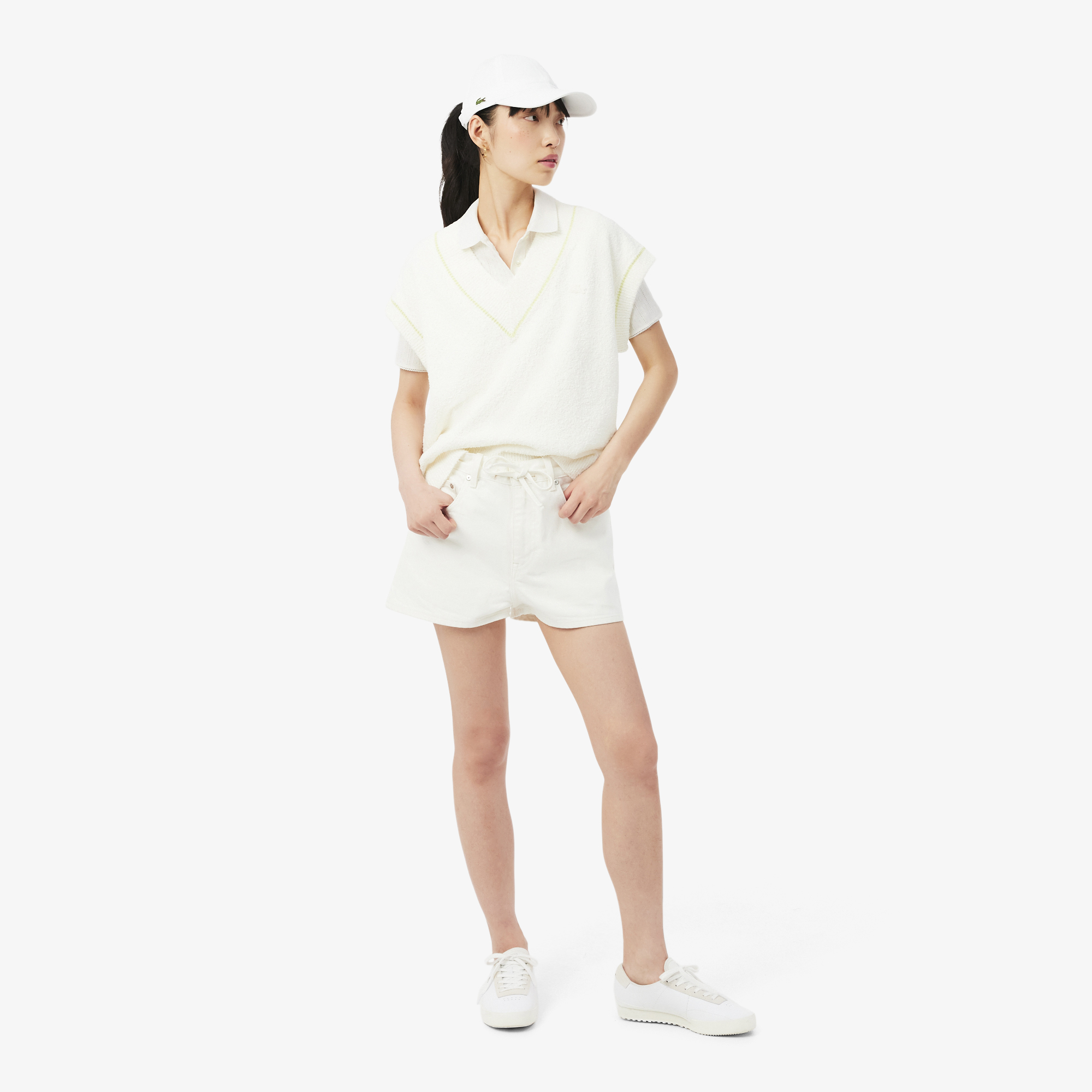 Áo Polo Lacoste Nữ L.12.D Ôm Dáng Pointelle Branded