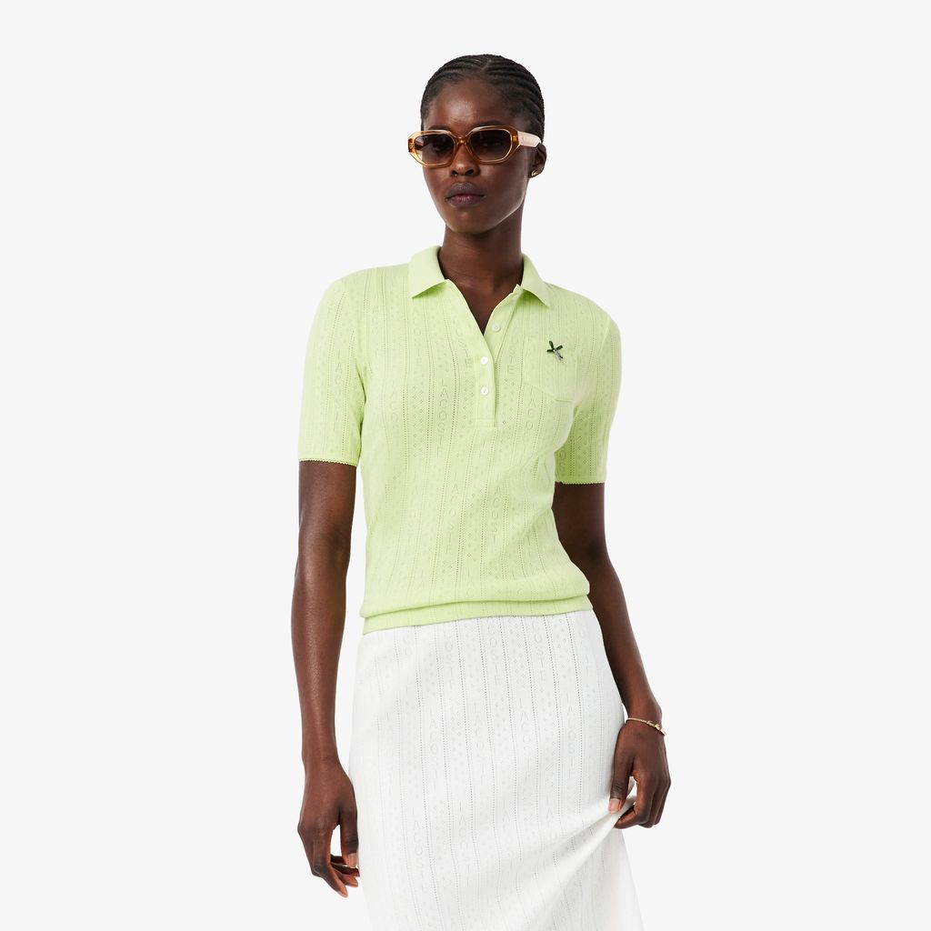 Áo Polo Lacoste Nữ L.12.D Ôm Dáng Pointelle Branded