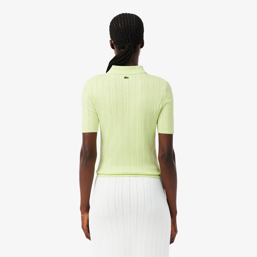 Áo Polo Lacoste Nữ L.12.D Ôm Dáng Pointelle Branded