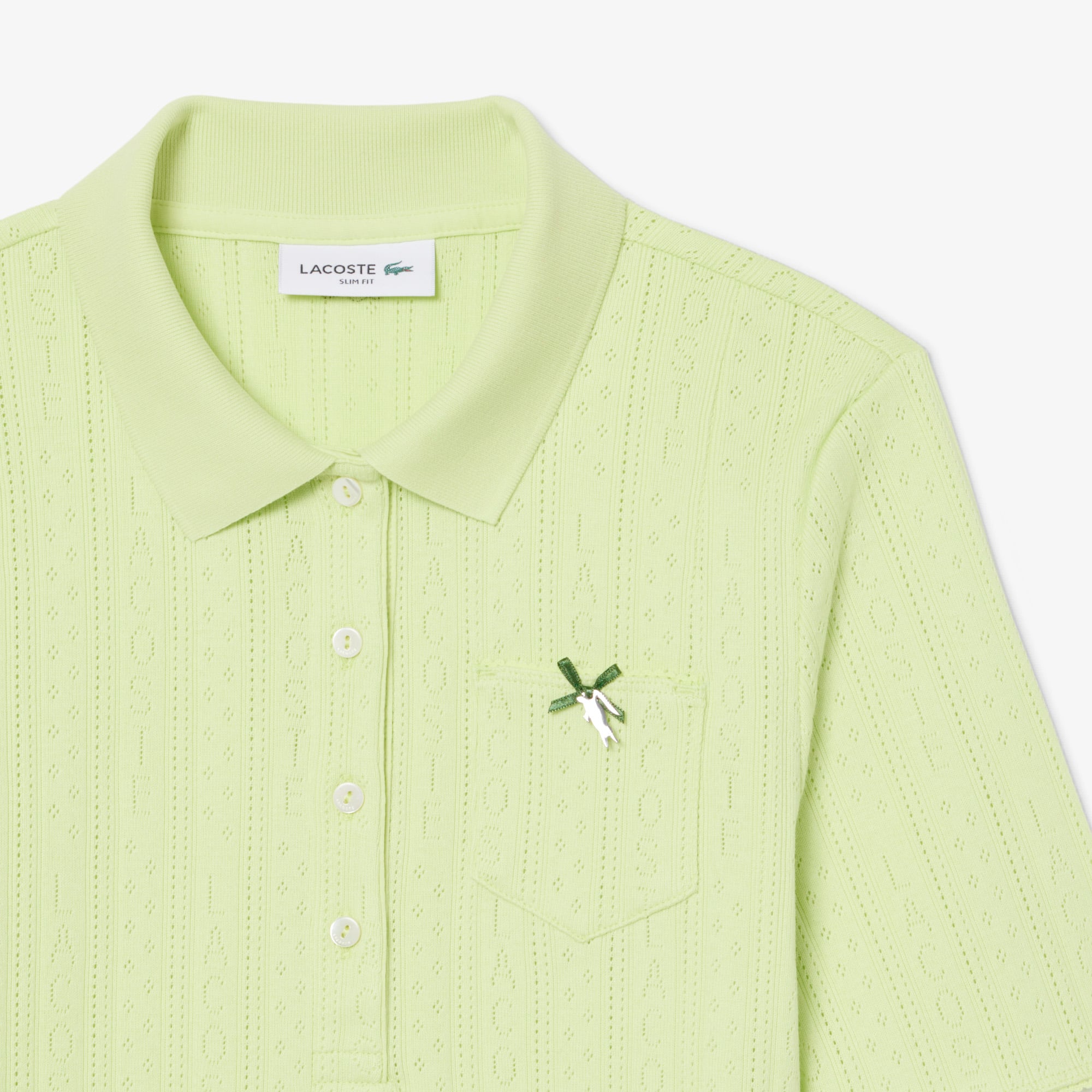 Áo Polo Lacoste Nữ L.12.D Ôm Dáng Pointelle Branded