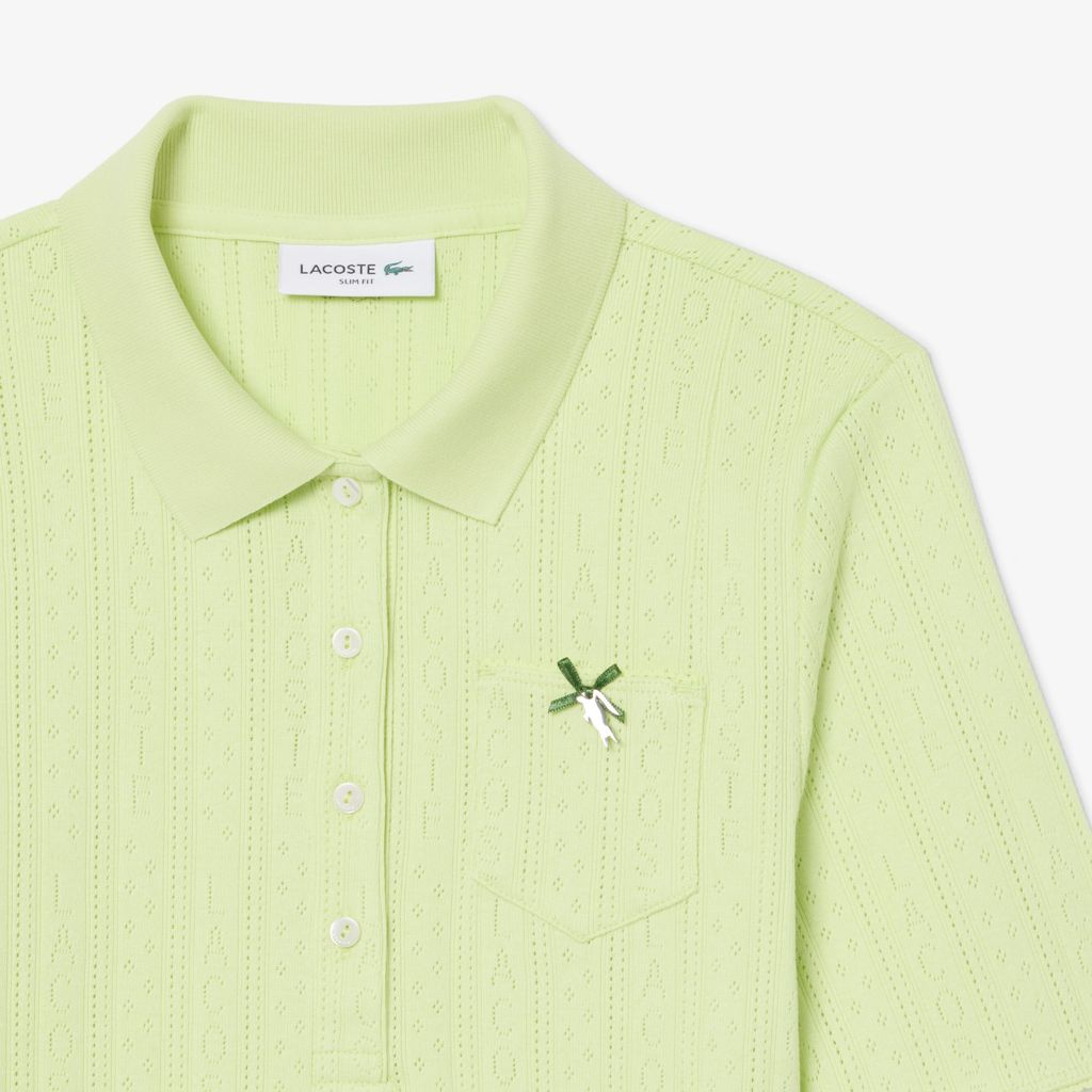 Áo Polo Lacoste Nữ L.12.D Ôm Dáng Pointelle Branded