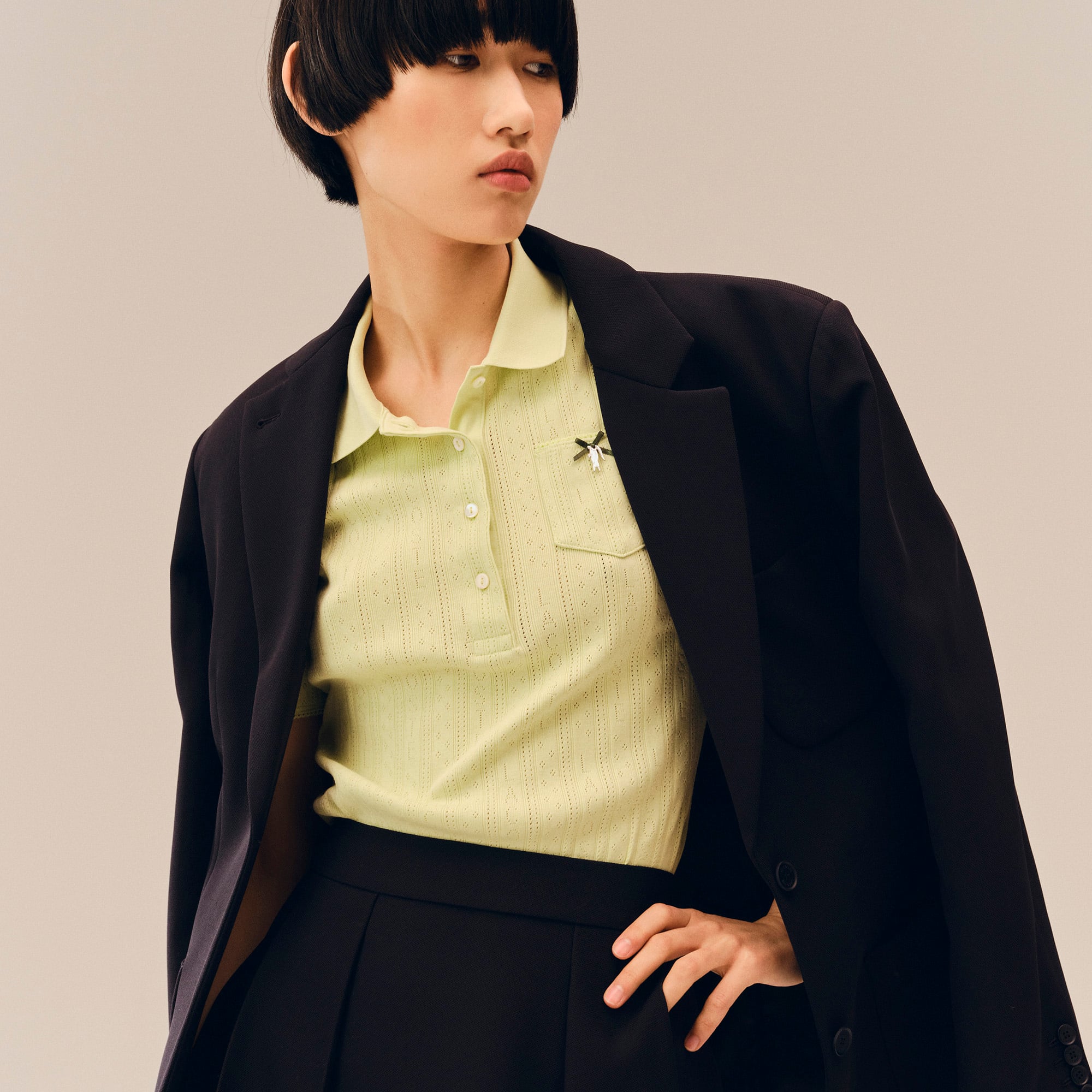Áo Polo Lacoste Nữ L.12.D Ôm Dáng Pointelle Branded
