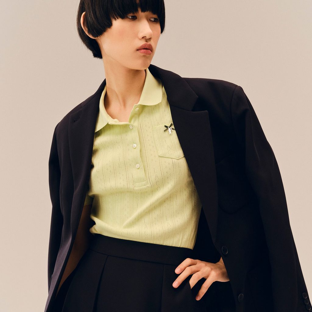 Áo Polo Lacoste Nữ L.12.D Ôm Dáng Pointelle Branded