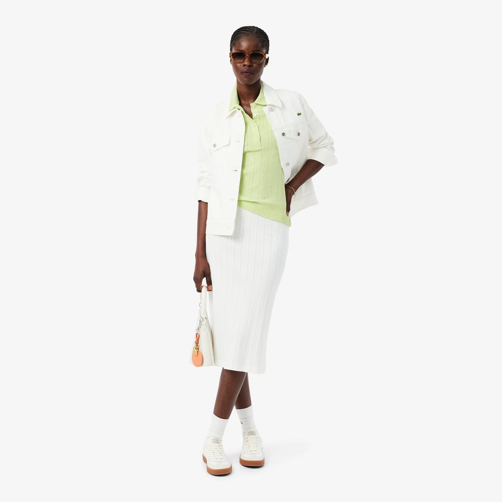 Áo Polo Lacoste Nữ L.12.D Ôm Dáng Pointelle Branded