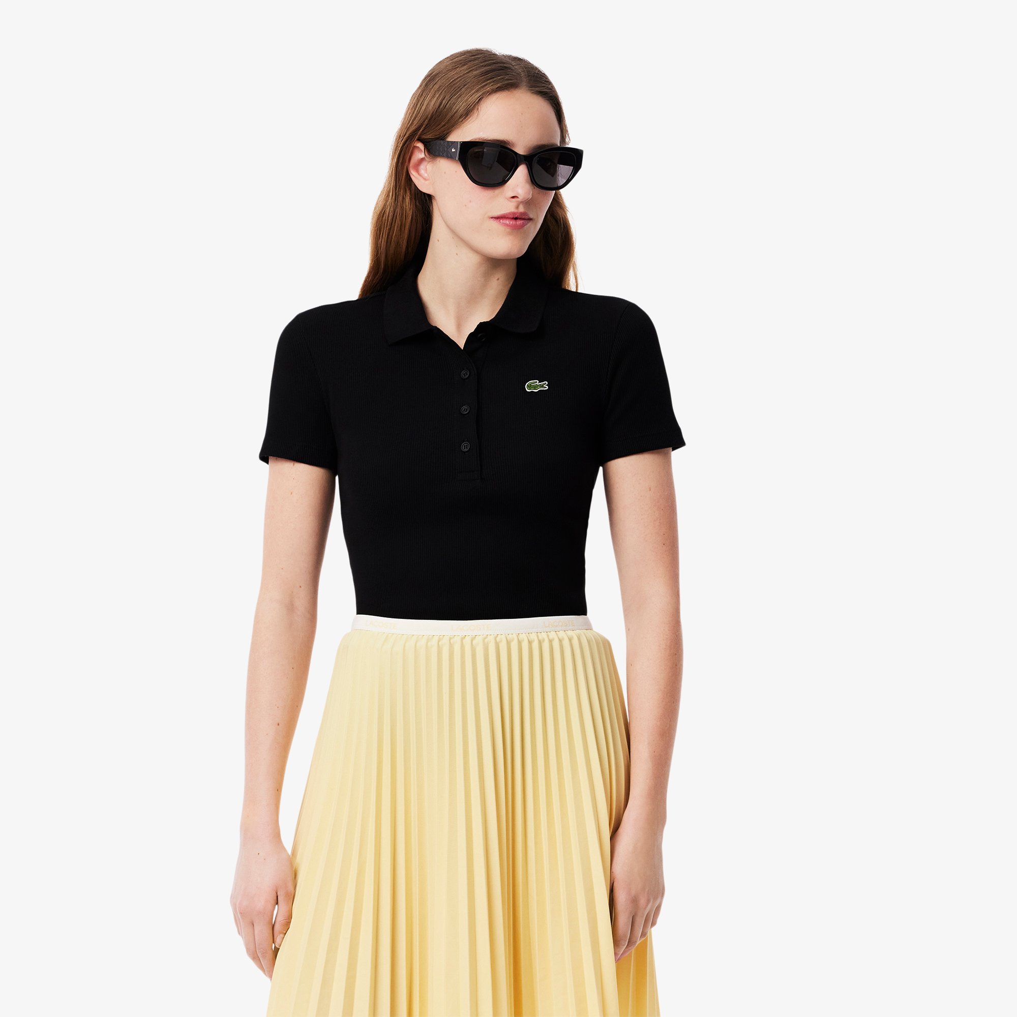 Áo Polo Lacoste Nữ L.12.D Ôm Dáng Chất Liệu Cotton Gân
