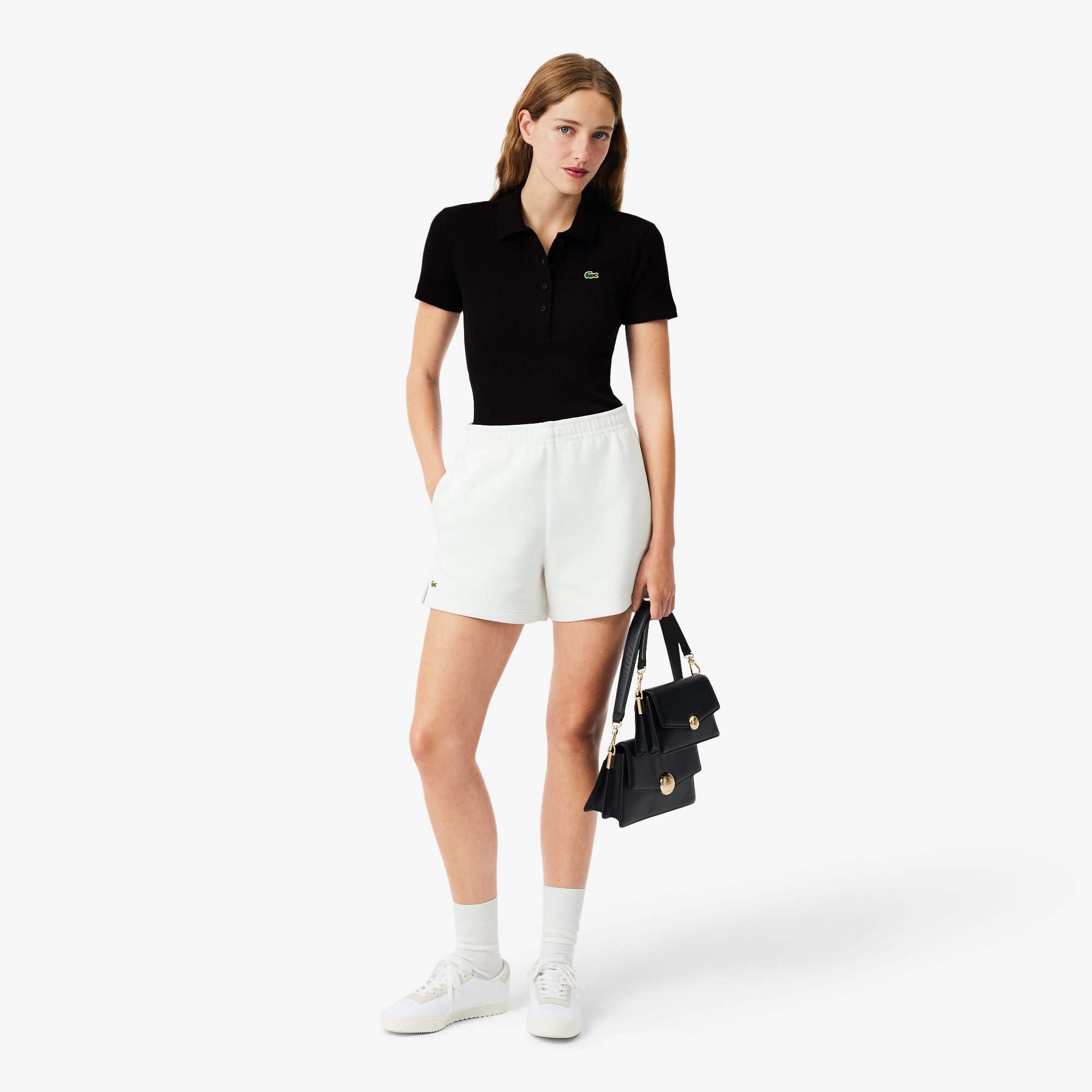 Áo Polo Lacoste Nữ L.12.D Ôm Dáng Chất Liệu Cotton Gân