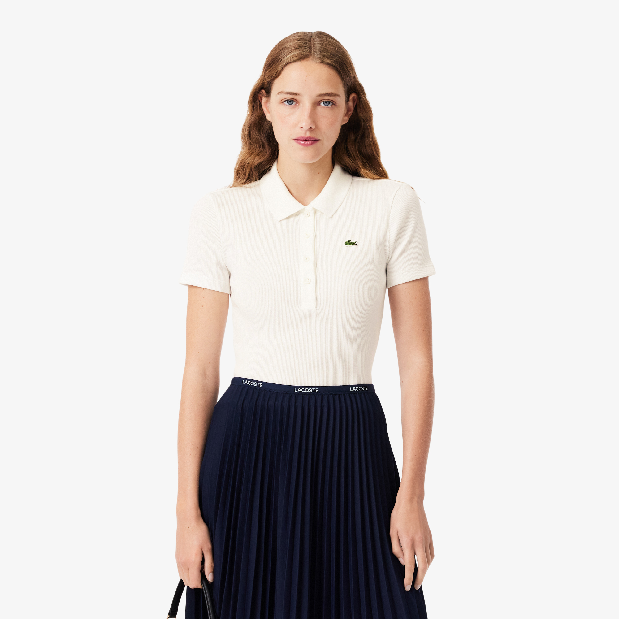 Áo Polo Lacoste Nữ L.12.D Ôm Dáng Chất Liệu Cotton Gân