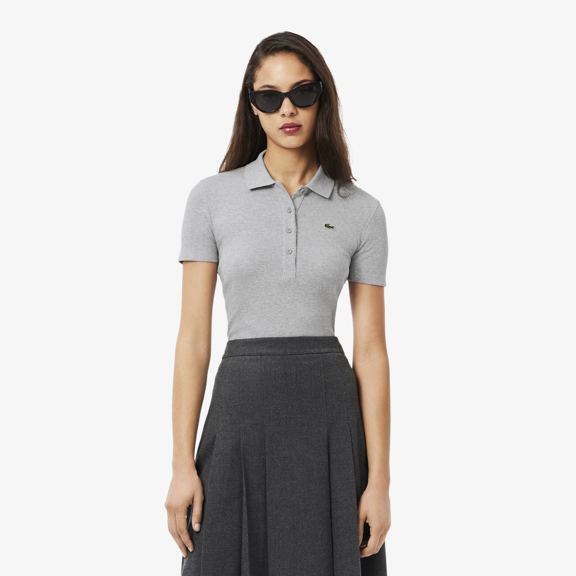 Áo Polo Lacoste Nữ L.12.D Ôm Dáng Chất Liệu Cotton Gân