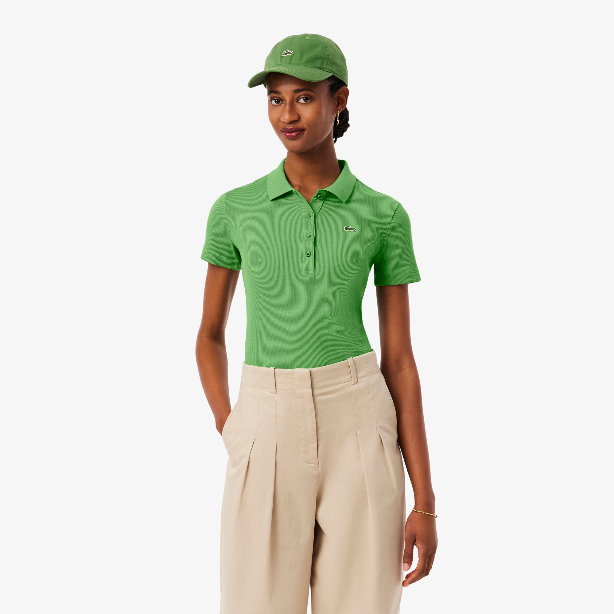 Áo Polo Lacoste Nữ L.12.D Ôm Dáng Chất Liệu Cotton Gân