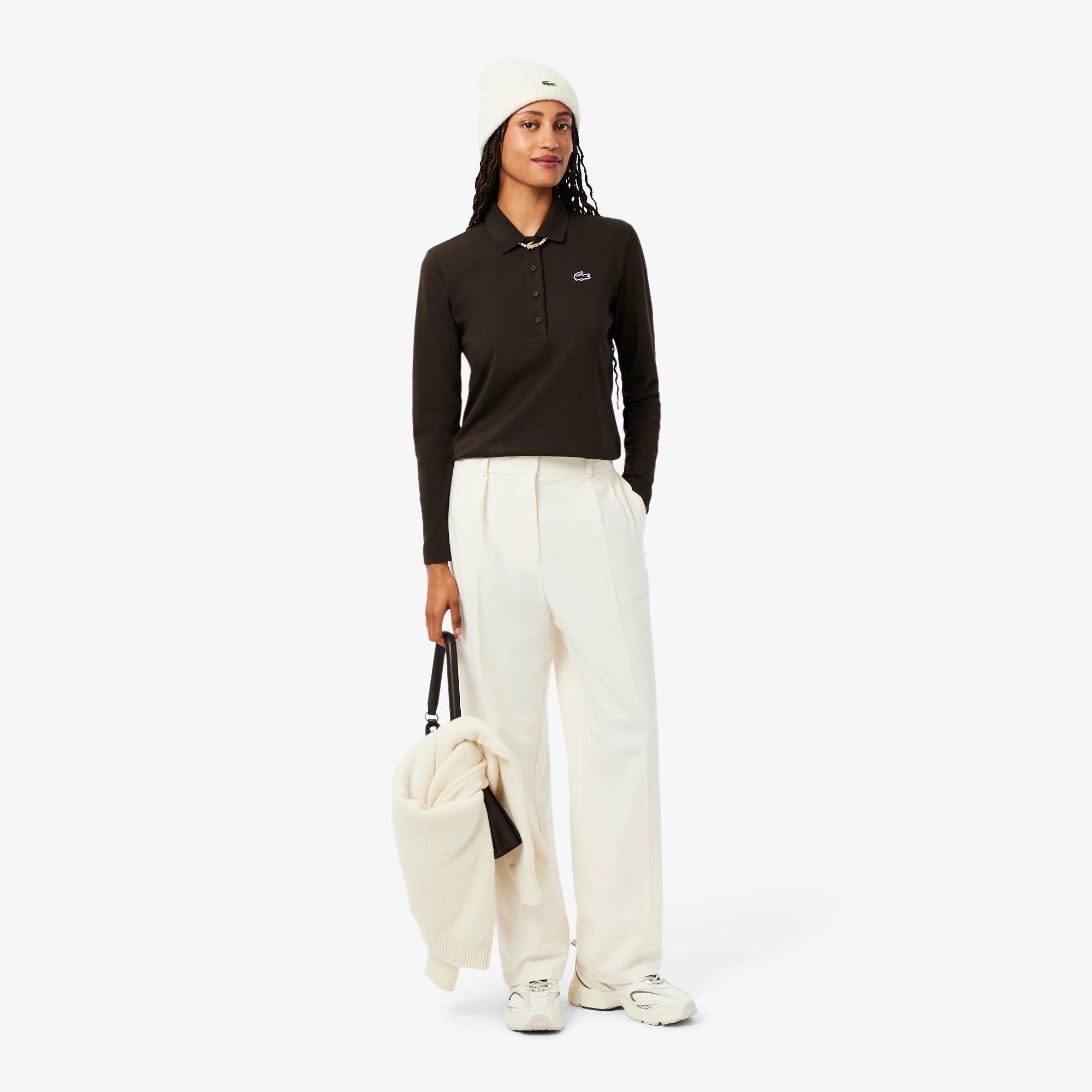 Áo Polo Lacoste Nữ Dáng Suông Họa Tiết Landscape Crocodile