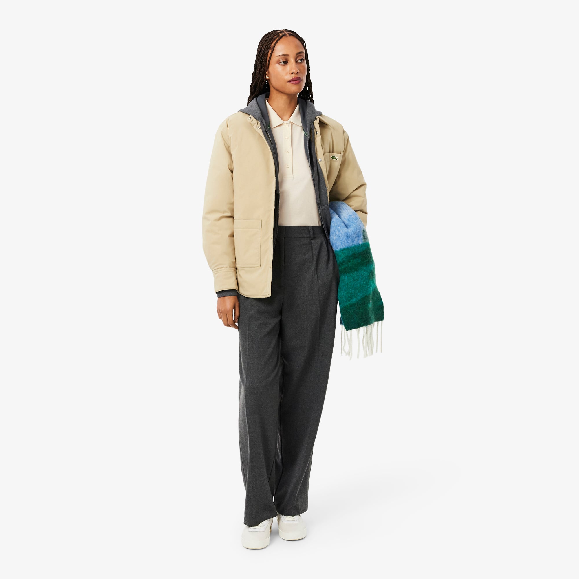 Áo Polo Lacoste Nữ Dáng Suông Họa Tiết Landscape Crocodile